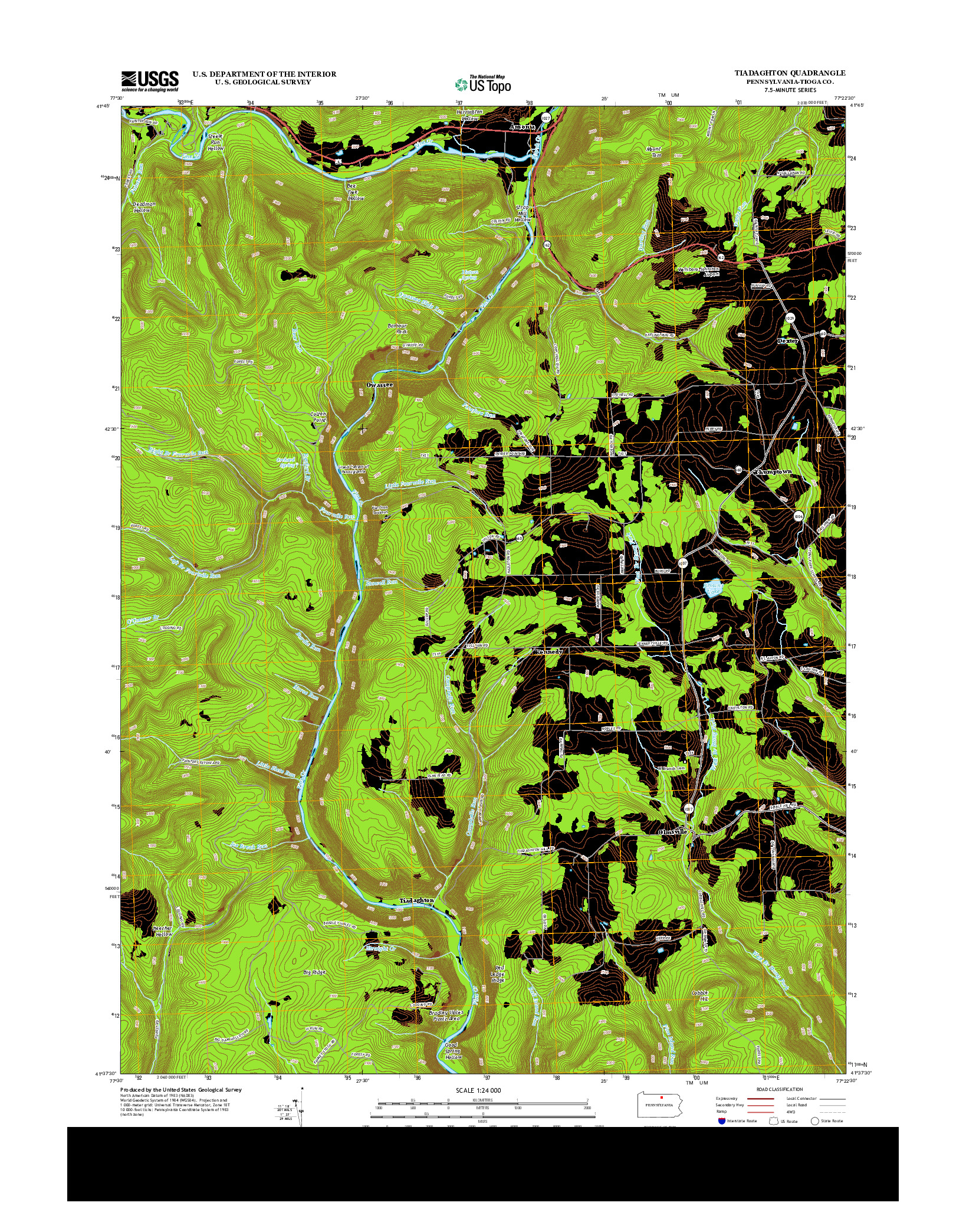 USGS US TOPO 7.5-MINUTE MAP FOR TIADAGHTON, PA 2013