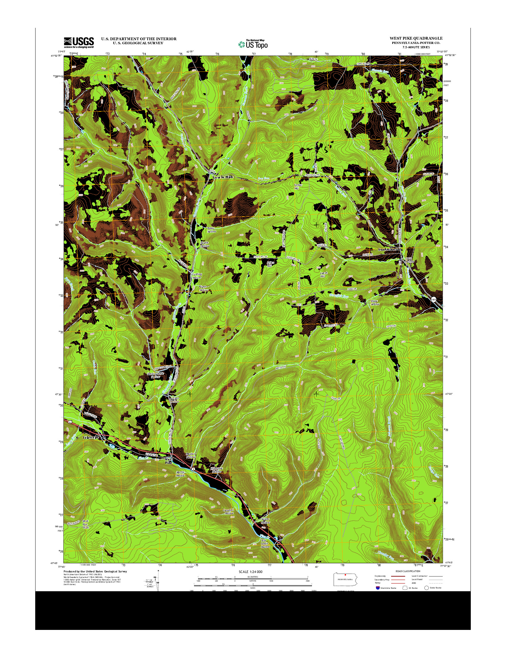 USGS US TOPO 7.5-MINUTE MAP FOR WEST PIKE, PA 2013