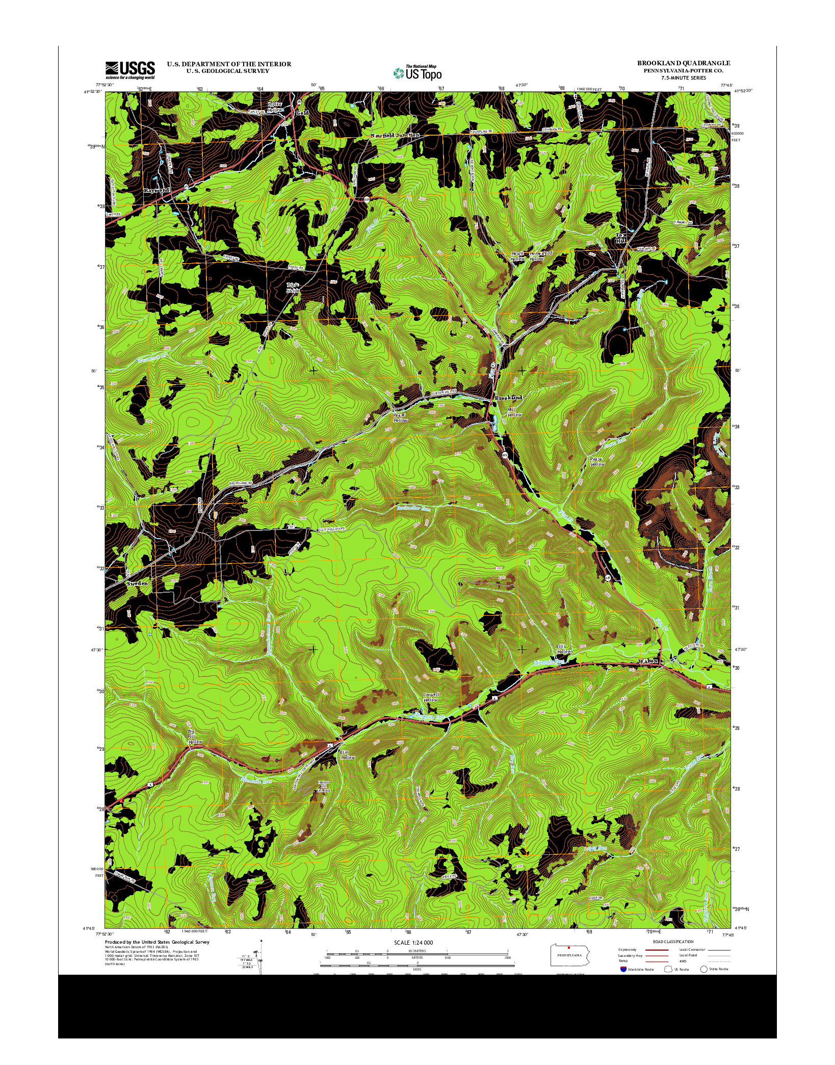 USGS US TOPO 7.5-MINUTE MAP FOR BROOKLAND, PA 2013