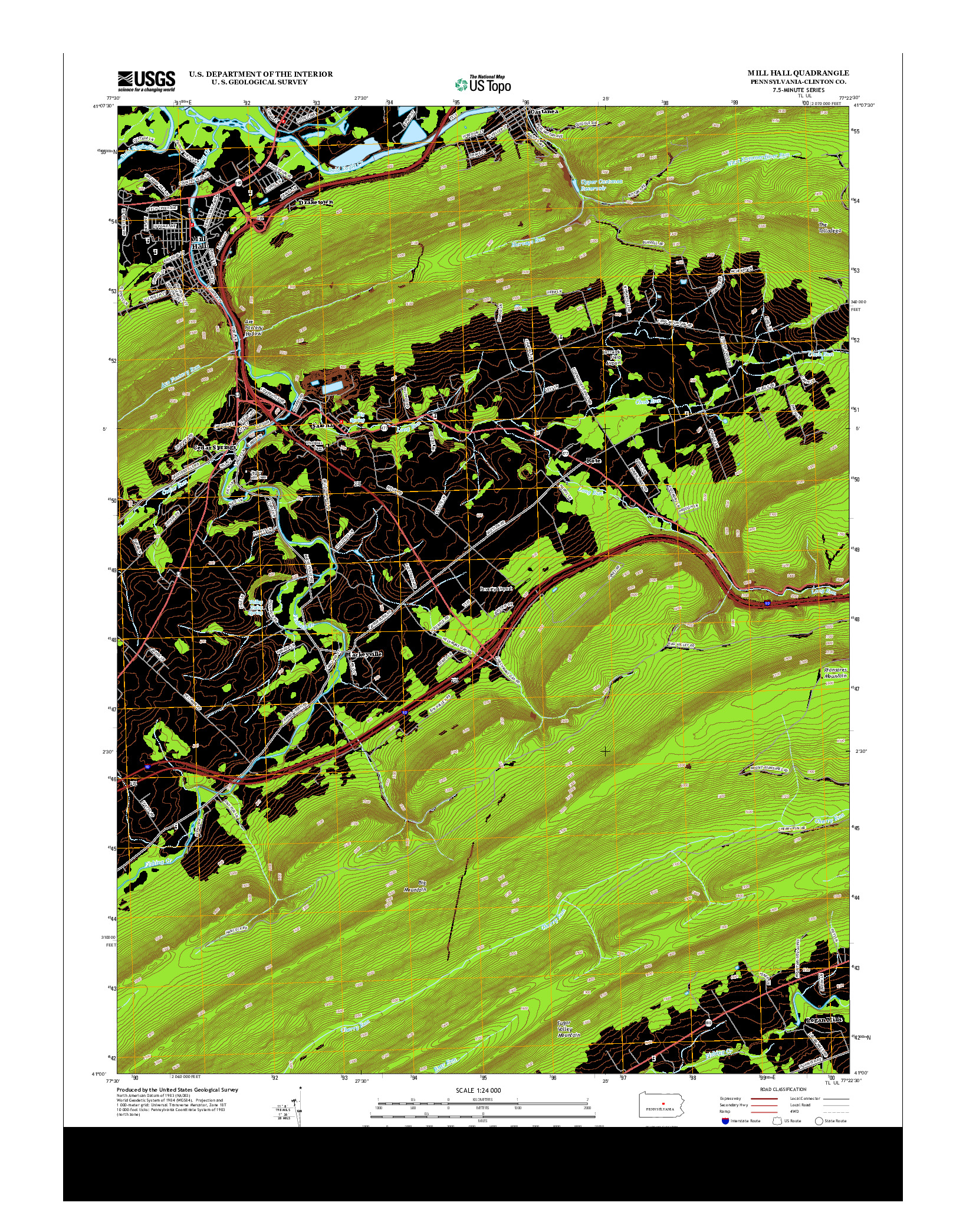 USGS US TOPO 7.5-MINUTE MAP FOR MILL HALL, PA 2013