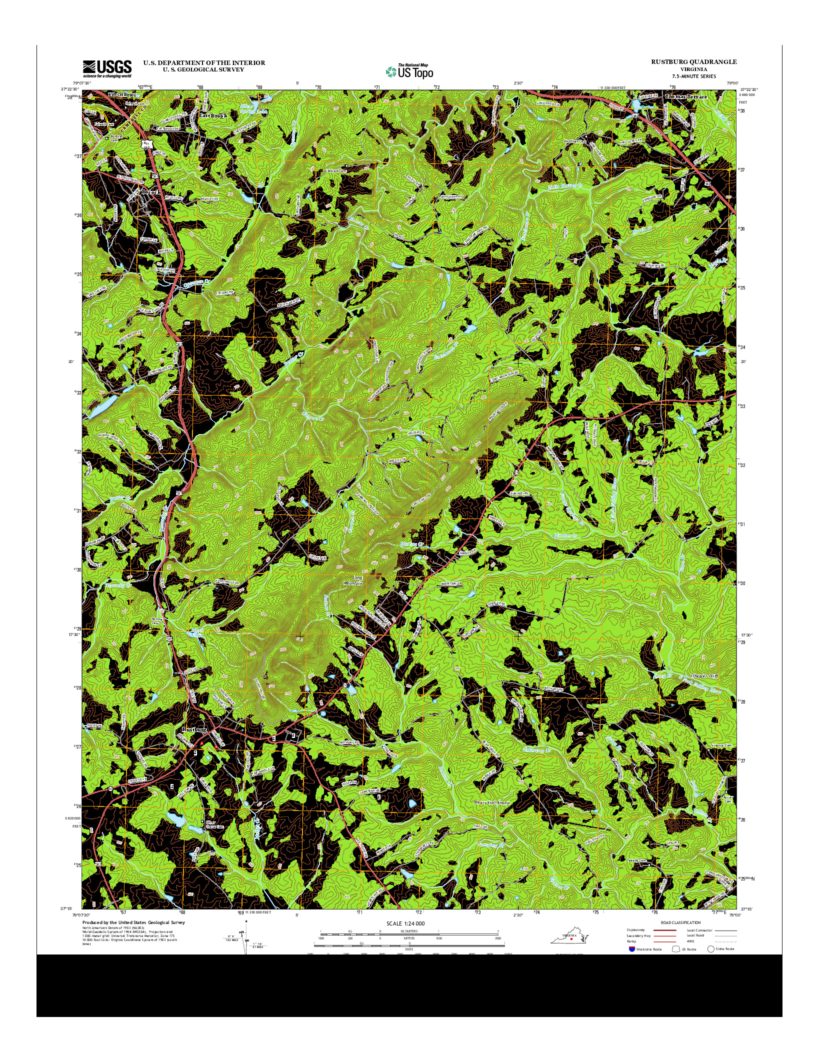 USGS US TOPO 7.5-MINUTE MAP FOR RUSTBURG, VA 2013