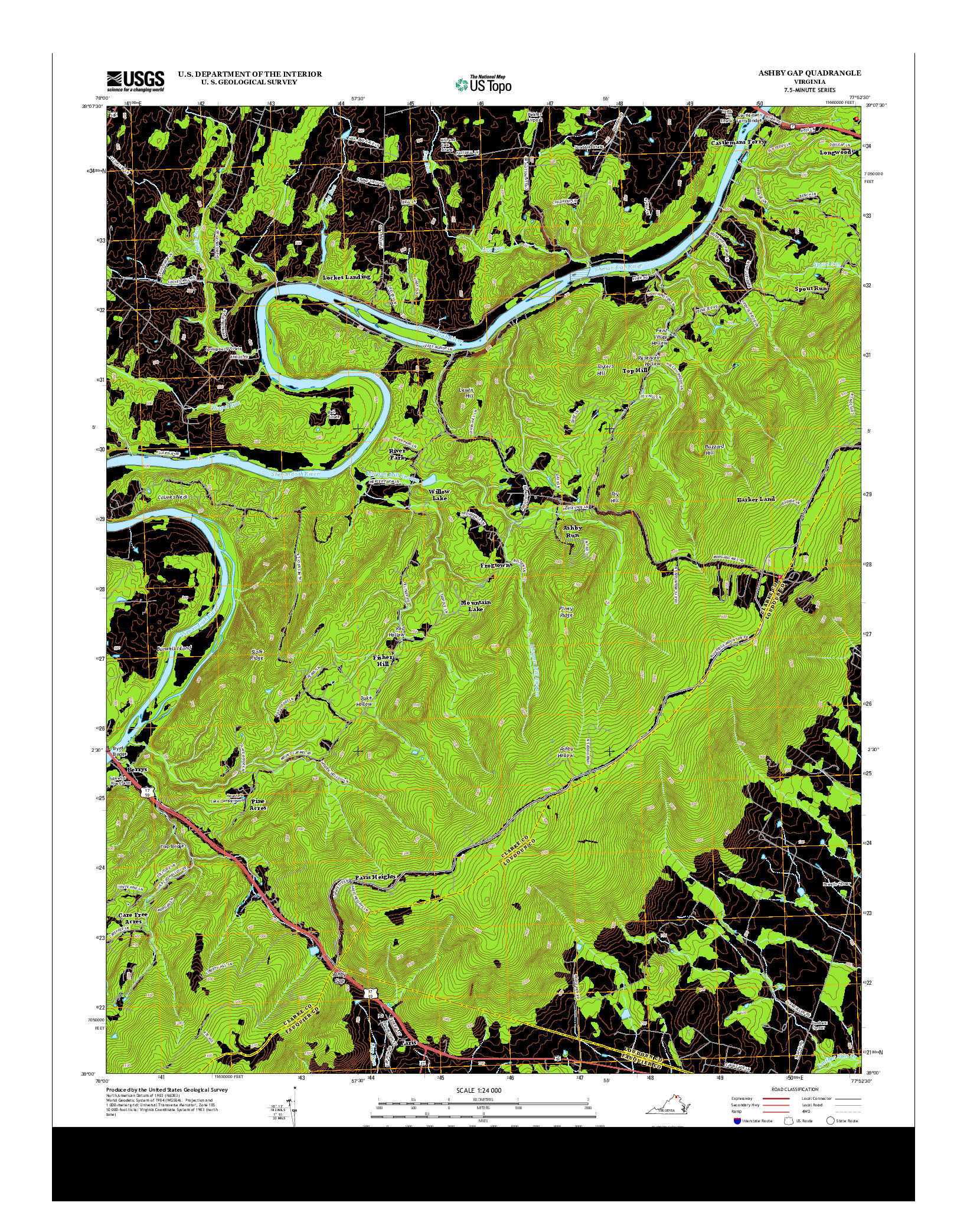 USGS US TOPO 7.5-MINUTE MAP FOR ASHBY GAP, VA 2013