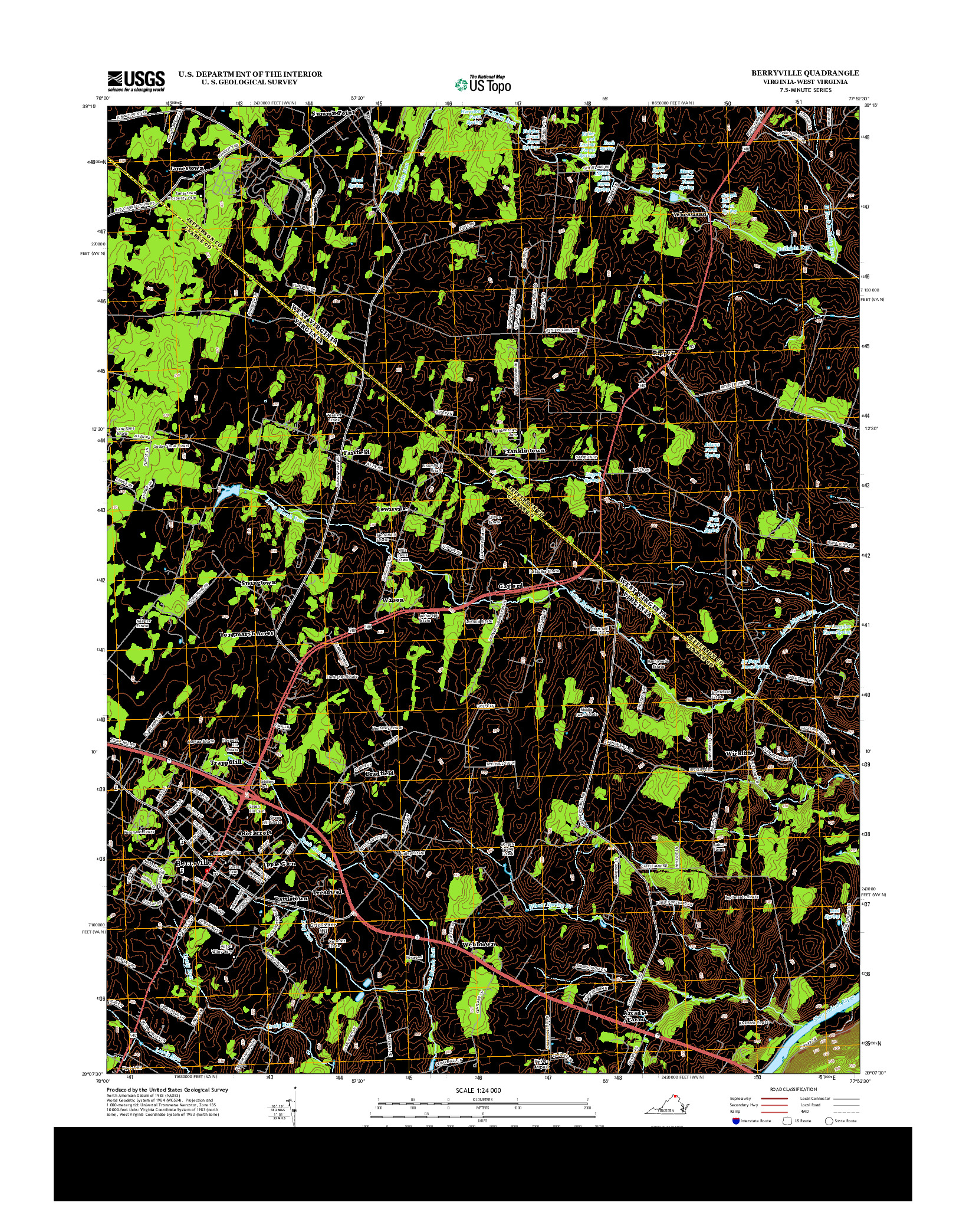 USGS US TOPO 7.5-MINUTE MAP FOR BERRYVILLE, VA-WV 2013