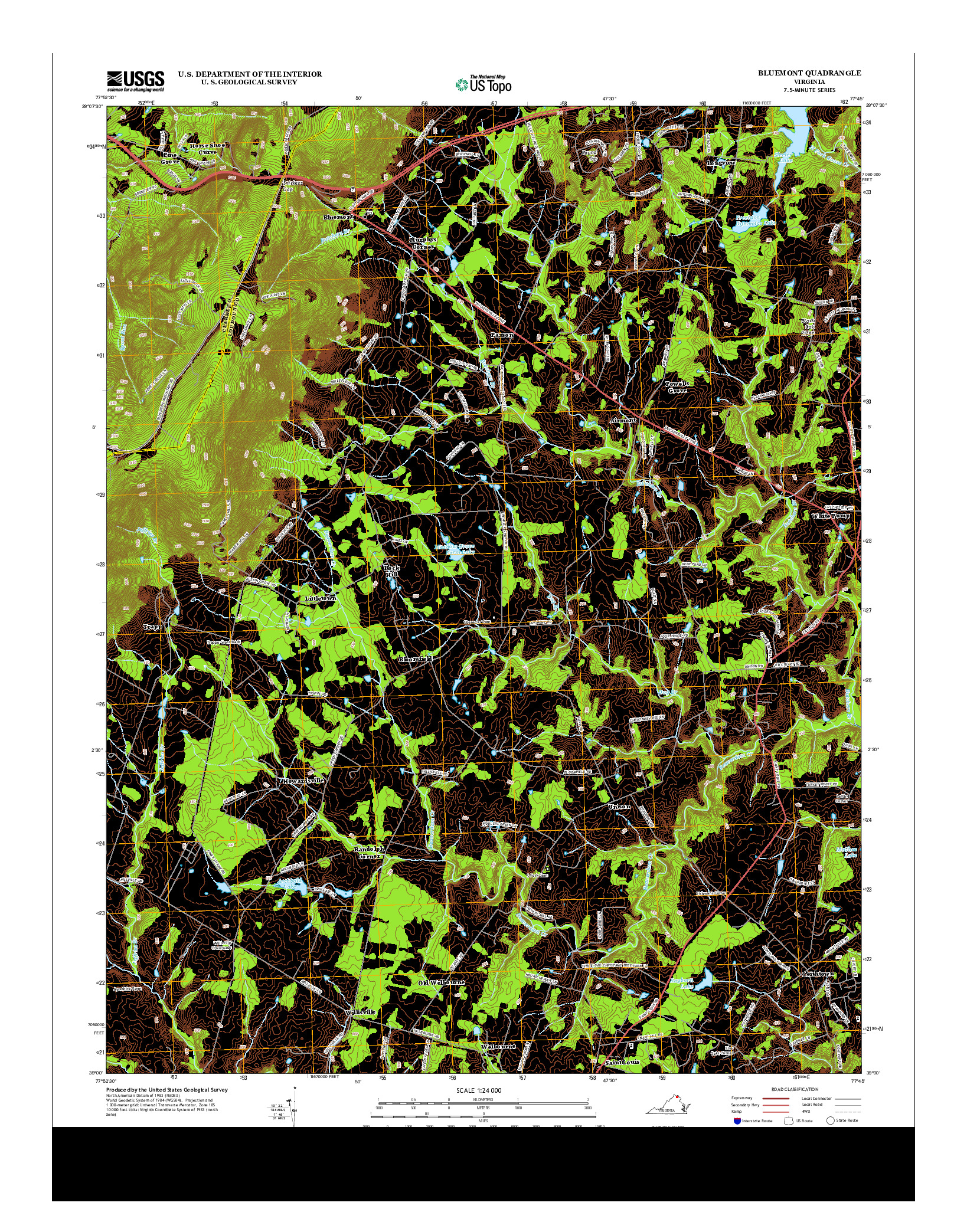 USGS US TOPO 7.5-MINUTE MAP FOR BLUEMONT, VA 2013