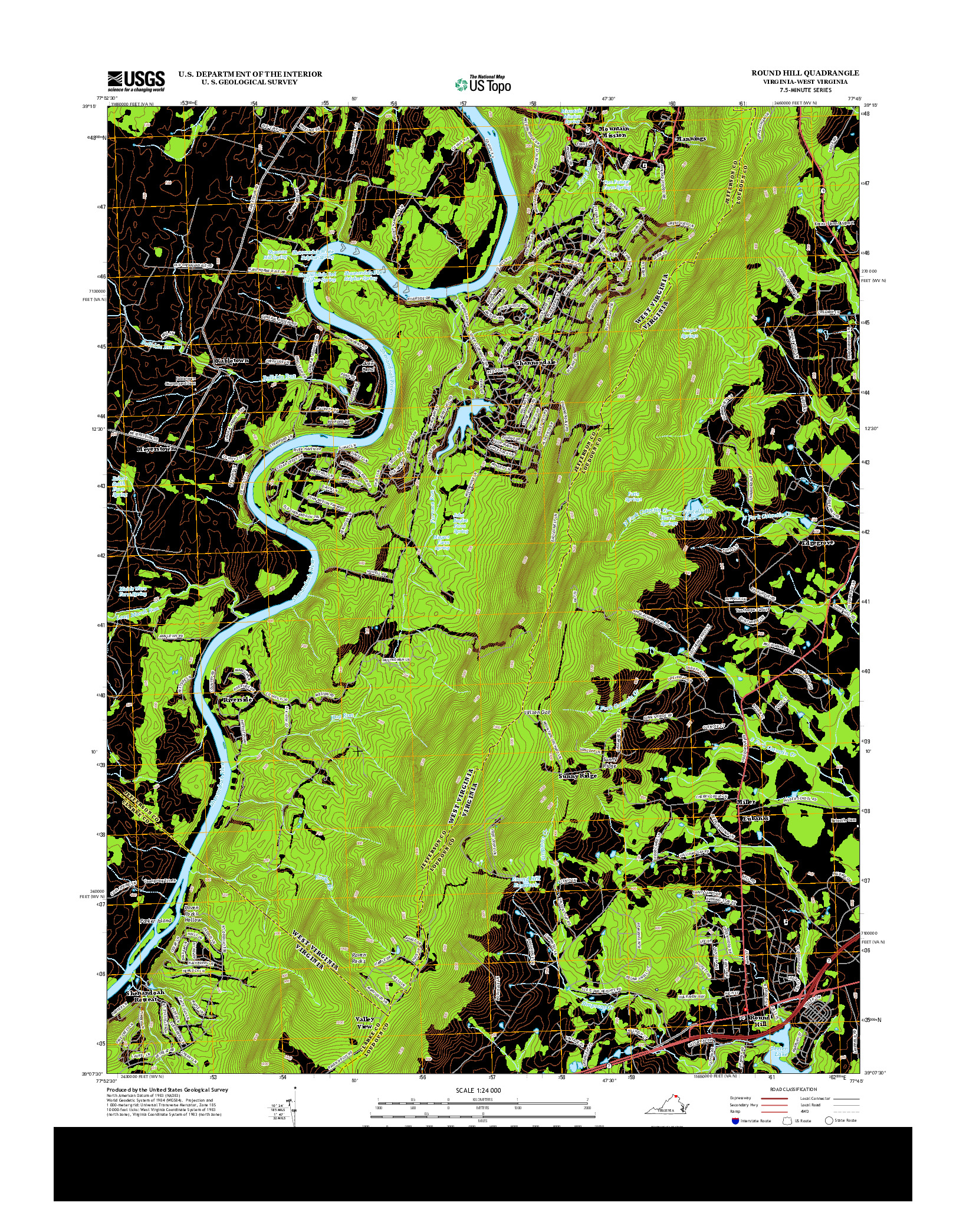 USGS US TOPO 7.5-MINUTE MAP FOR ROUND HILL, VA-WV 2013