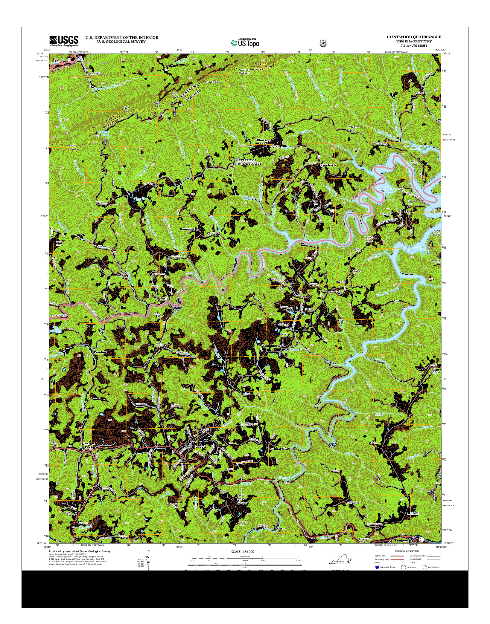 USGS US TOPO 7.5-MINUTE MAP FOR CLINTWOOD, VA-KY 2013