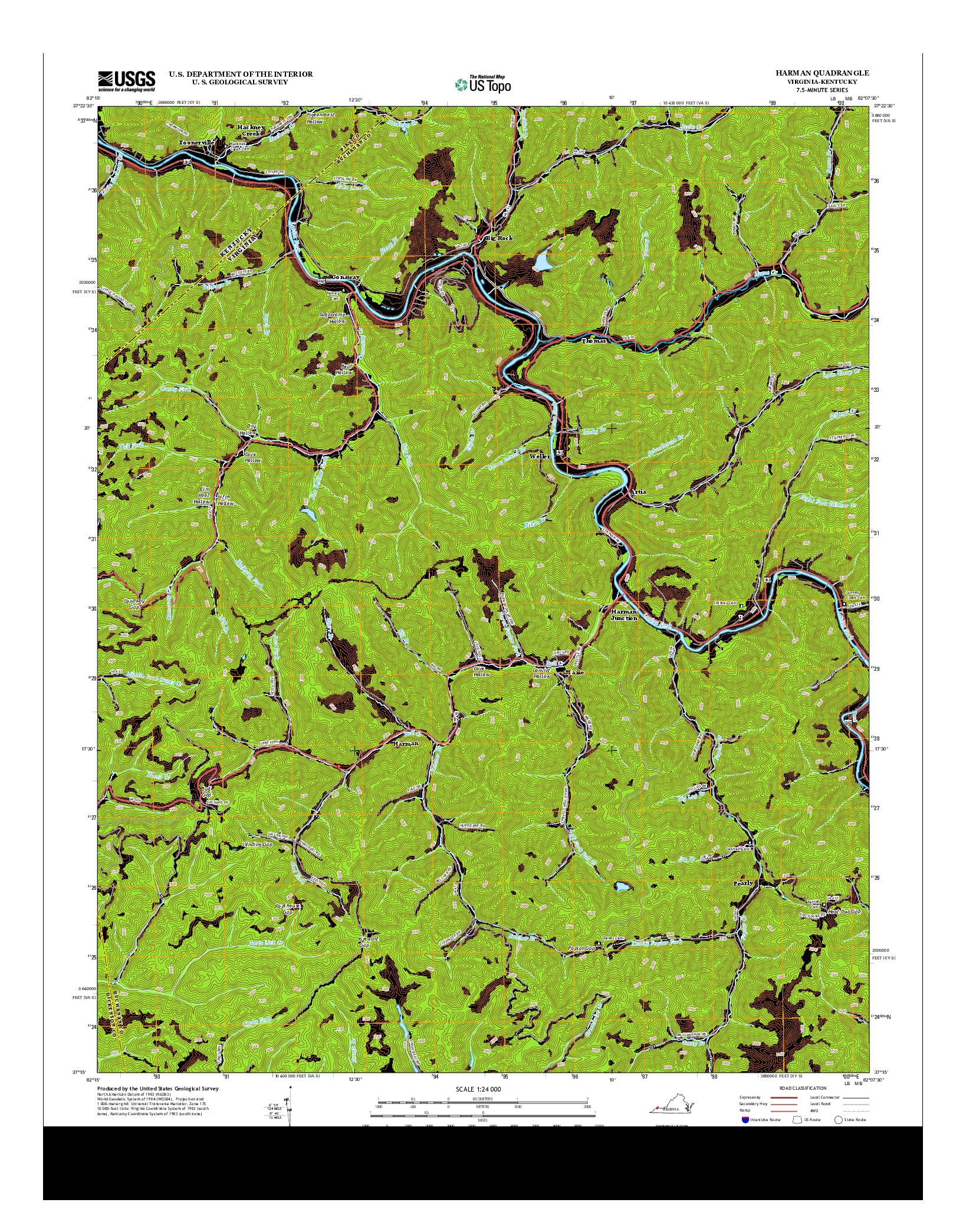 USGS US TOPO 7.5-MINUTE MAP FOR HARMAN, VA-KY 2013