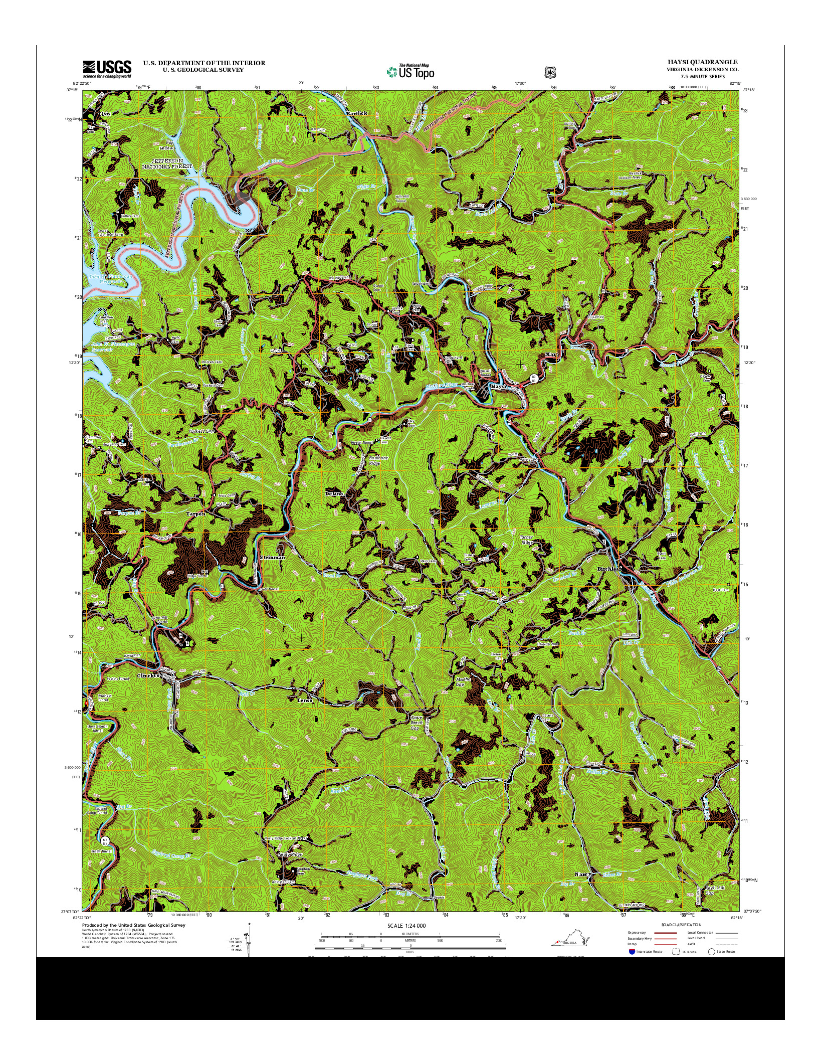 USGS US TOPO 7.5-MINUTE MAP FOR HAYSI, VA 2013