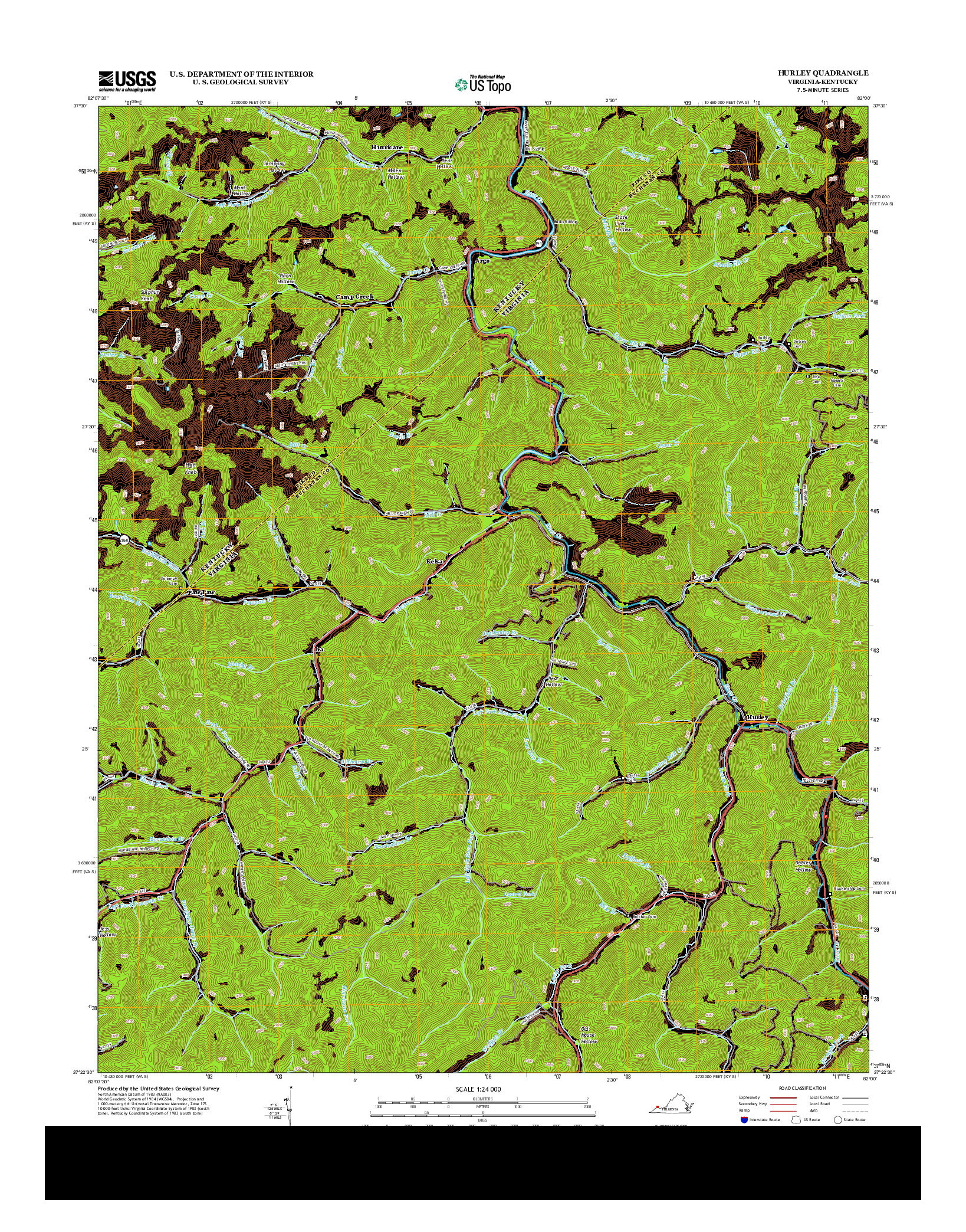 USGS US TOPO 7.5-MINUTE MAP FOR HURLEY, VA-KY 2013