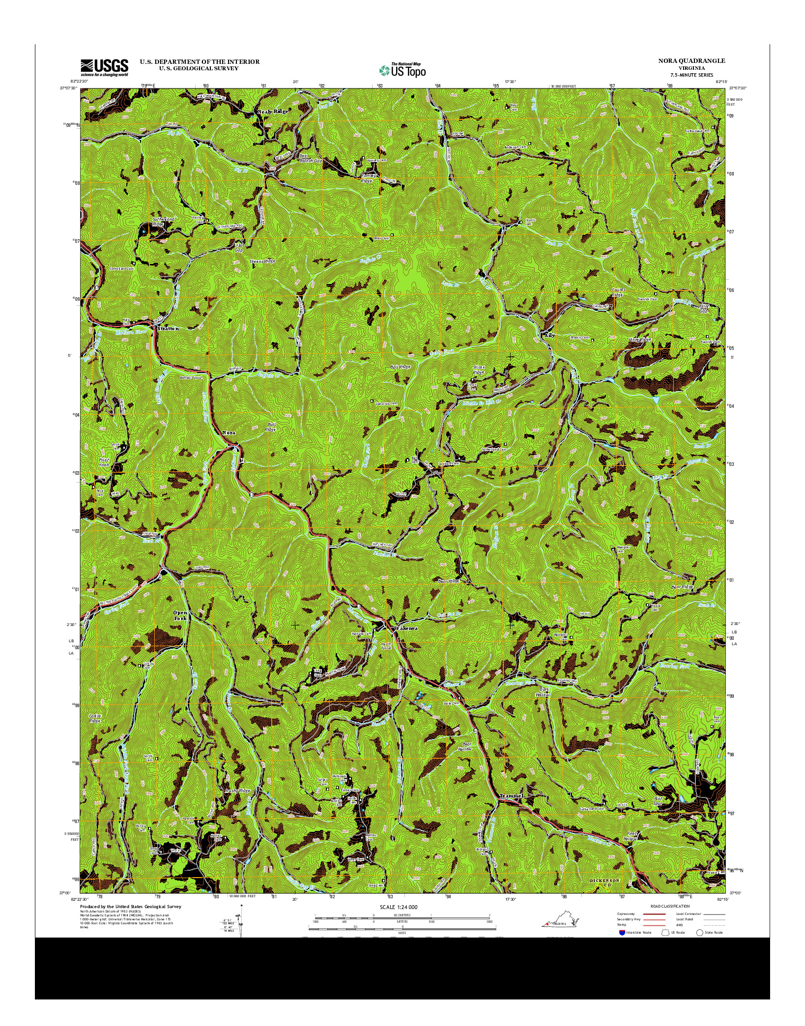 USGS US TOPO 7.5-MINUTE MAP FOR NORA, VA 2013