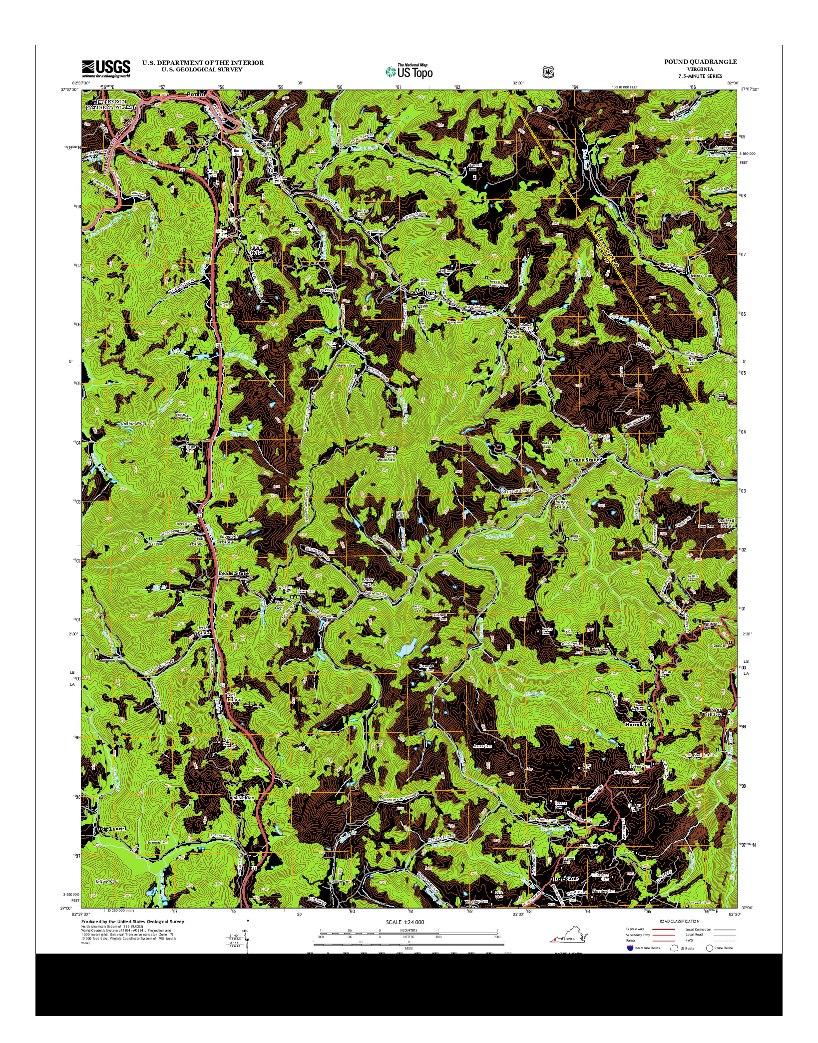 USGS US TOPO 7.5-MINUTE MAP FOR POUND, VA 2013