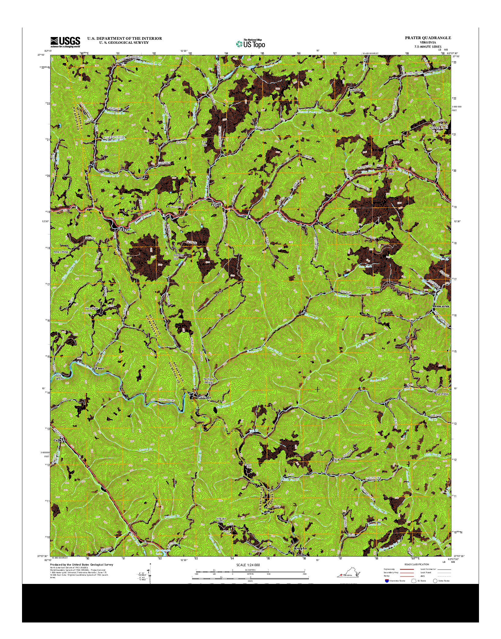 USGS US TOPO 7.5-MINUTE MAP FOR PRATER, VA 2013