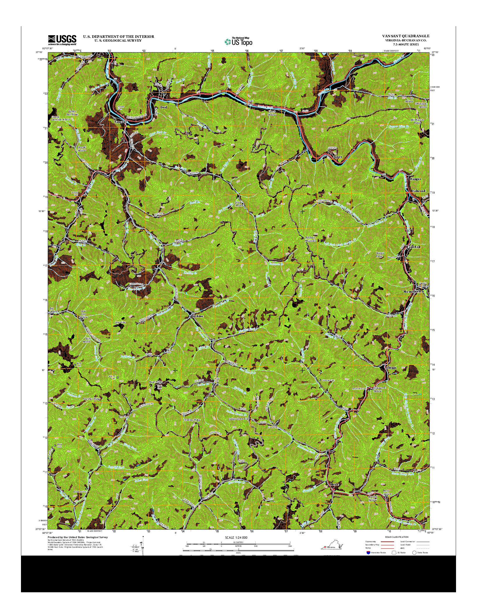 USGS US TOPO 7.5-MINUTE MAP FOR VANSANT, VA 2013