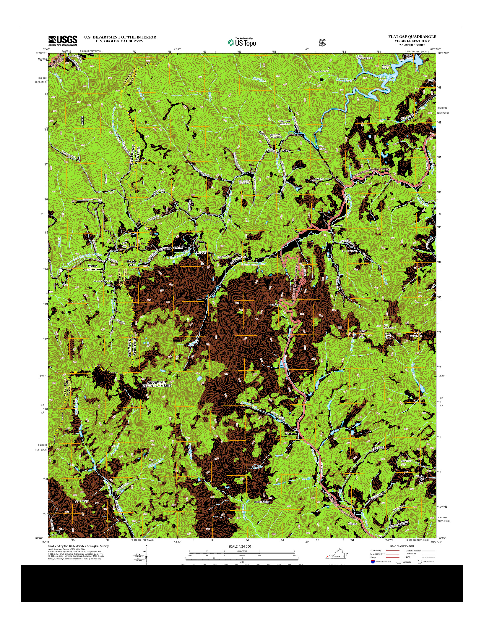 USGS US TOPO 7.5-MINUTE MAP FOR FLAT GAP, VA-KY 2013