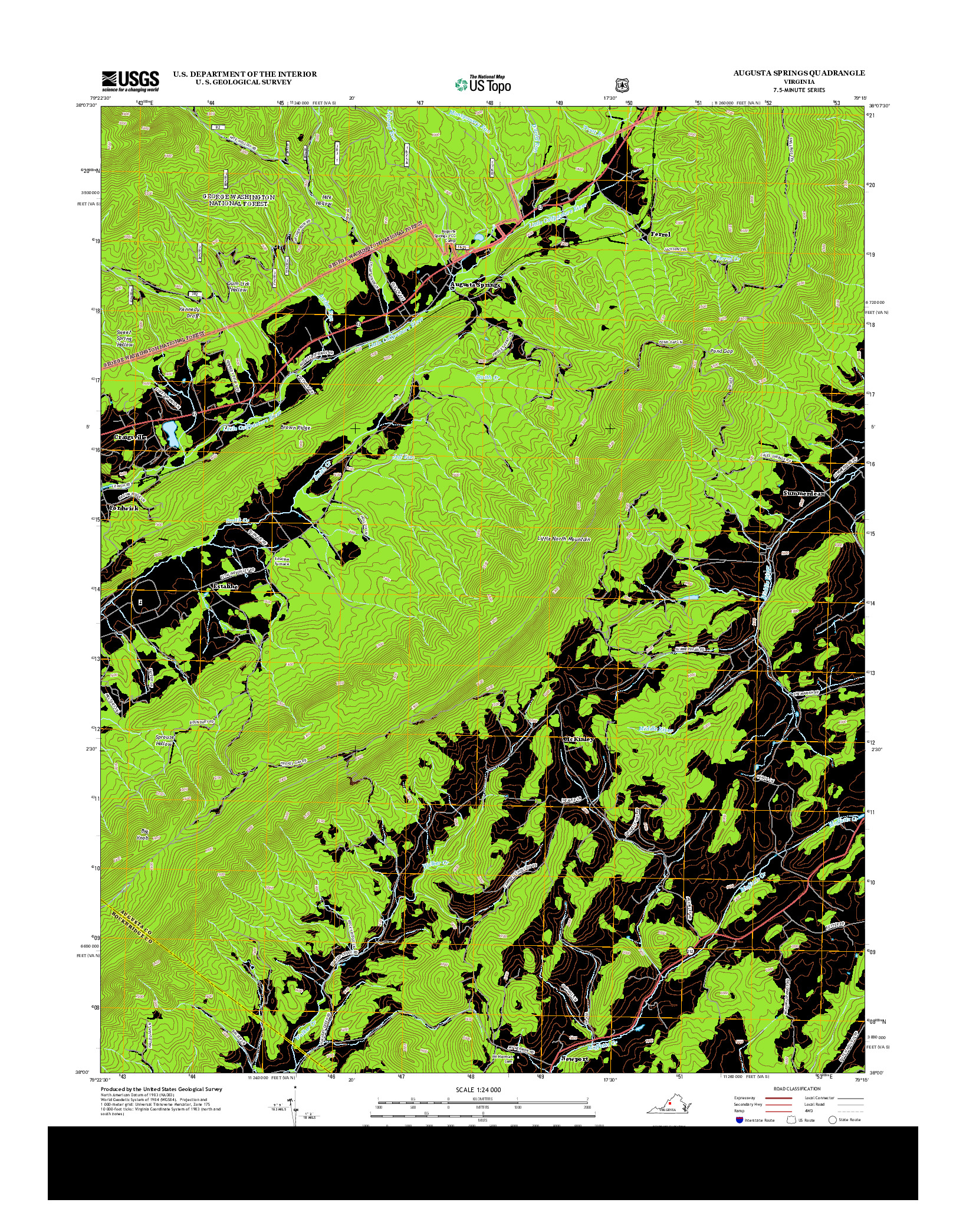 USGS US TOPO 7.5-MINUTE MAP FOR AUGUSTA SPRINGS, VA 2013