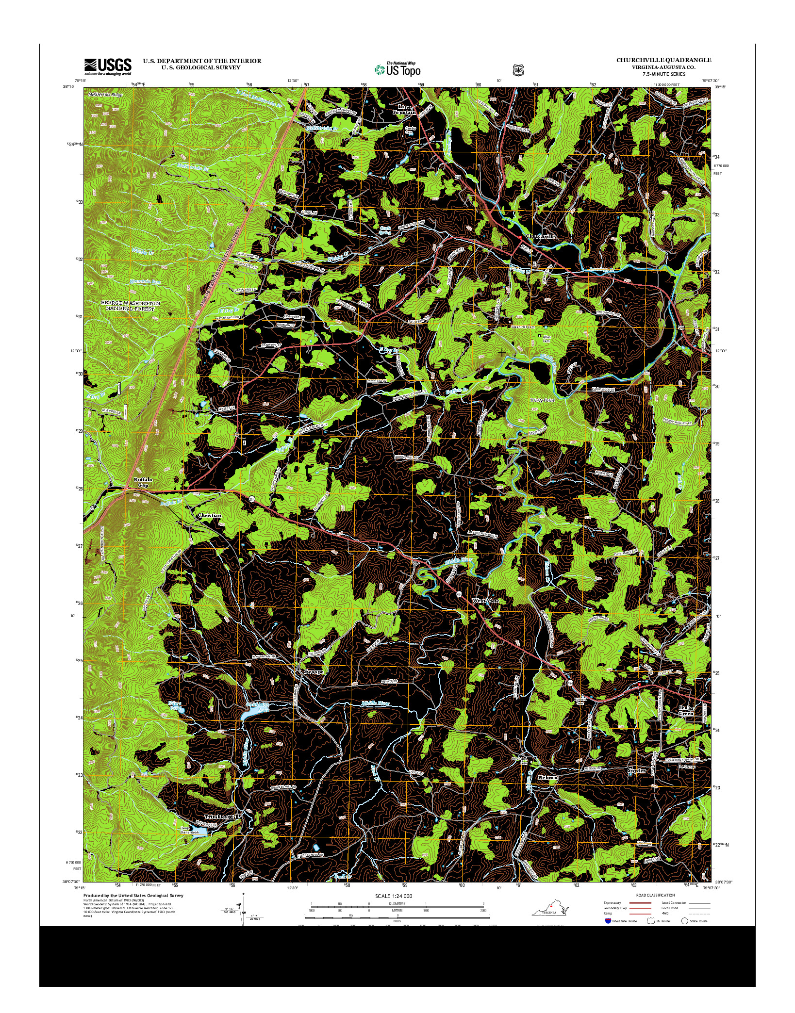 USGS US TOPO 7.5-MINUTE MAP FOR CHURCHVILLE, VA 2013