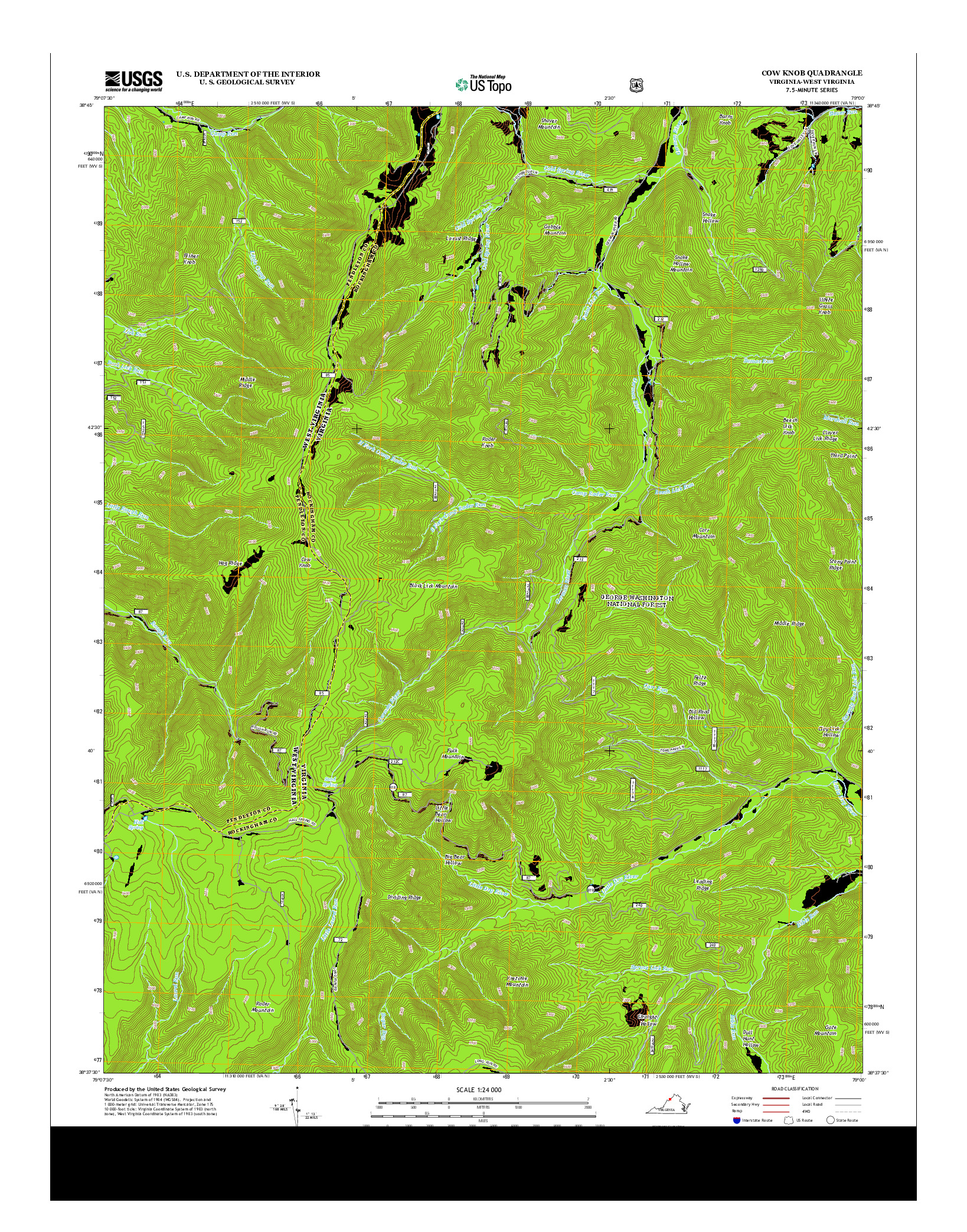 USGS US TOPO 7.5-MINUTE MAP FOR COW KNOB, VA-WV 2013