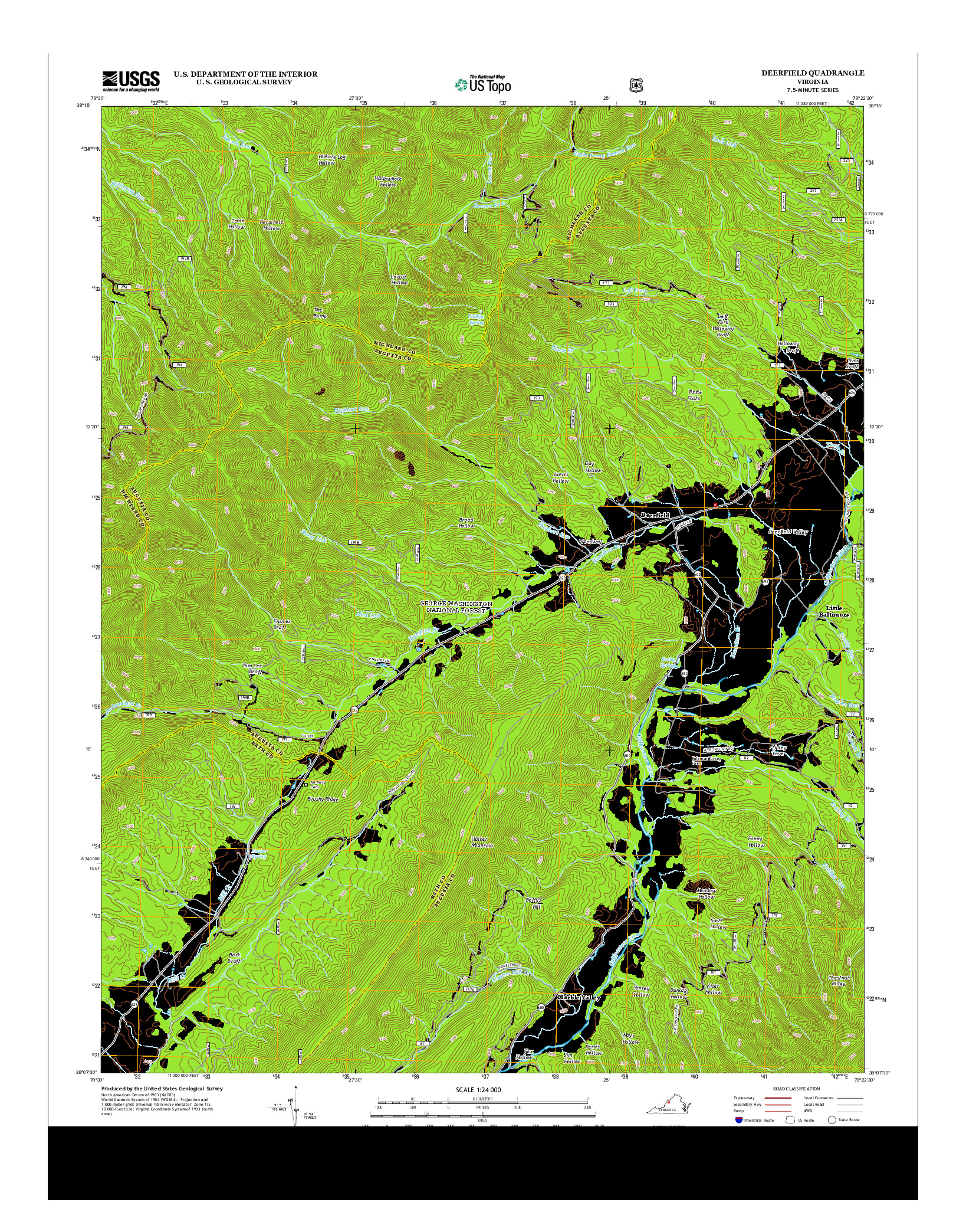 USGS US TOPO 7.5-MINUTE MAP FOR DEERFIELD, VA 2013