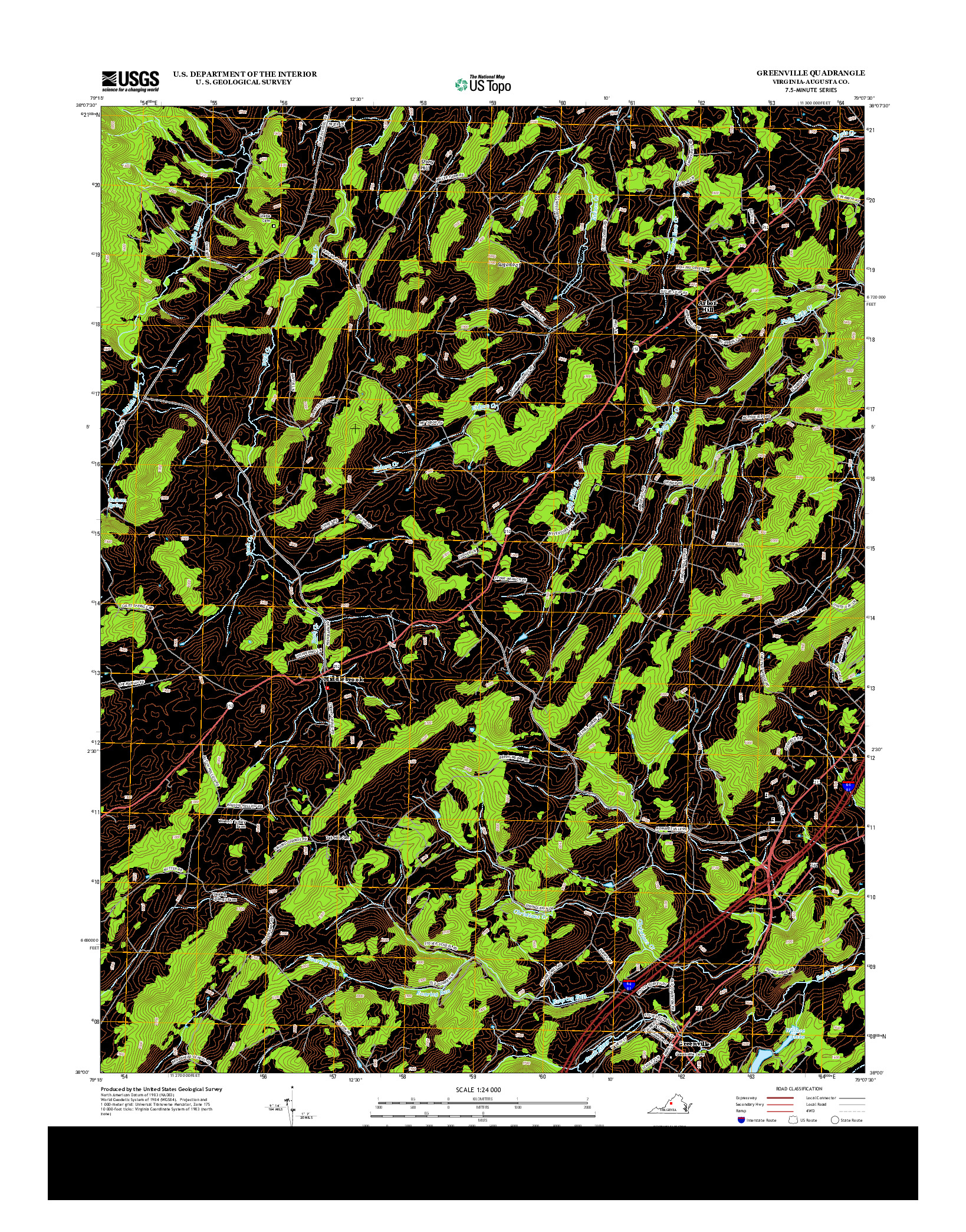 USGS US TOPO 7.5-MINUTE MAP FOR GREENVILLE, VA 2013