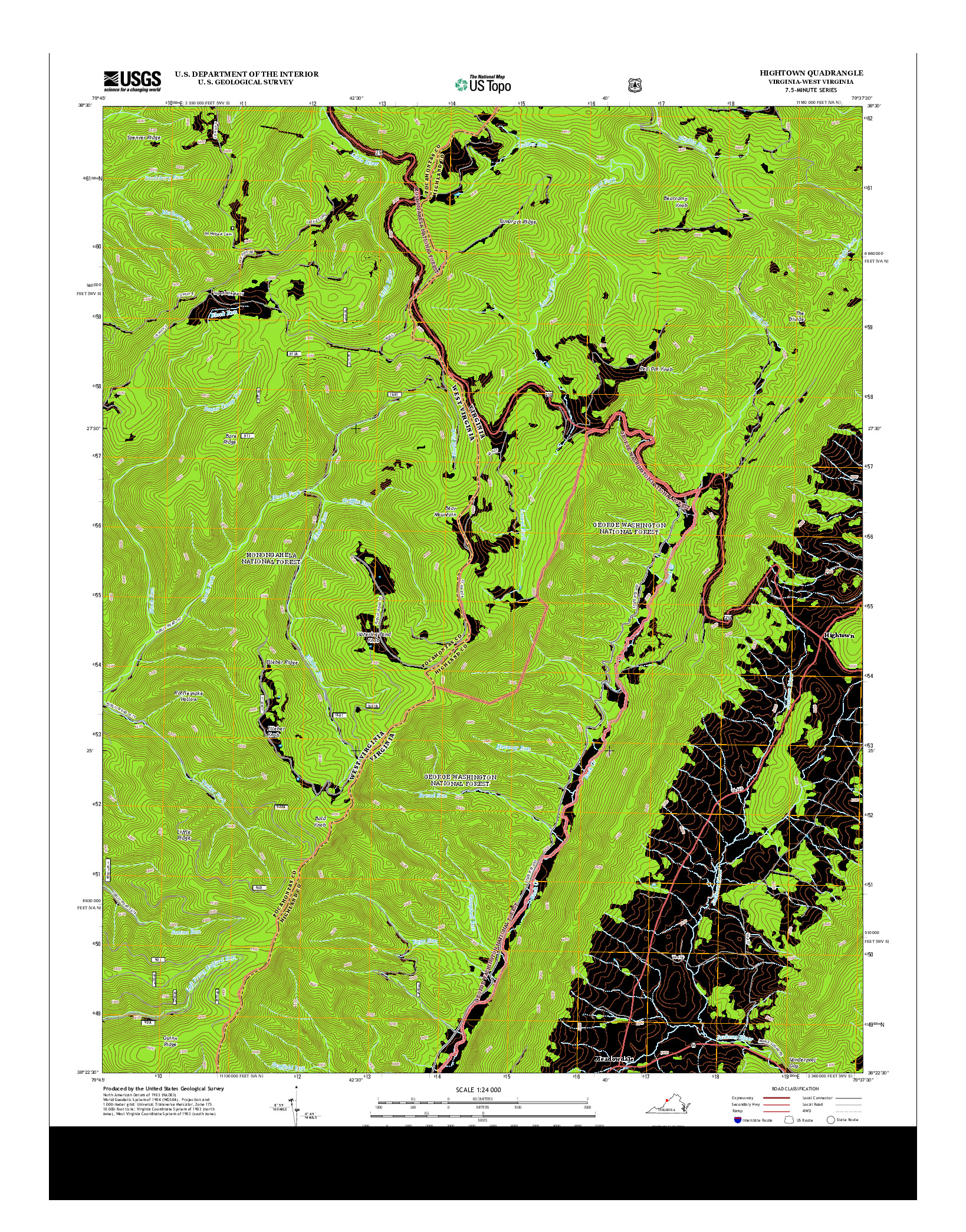 USGS US TOPO 7.5-MINUTE MAP FOR HIGHTOWN, VA-WV 2013