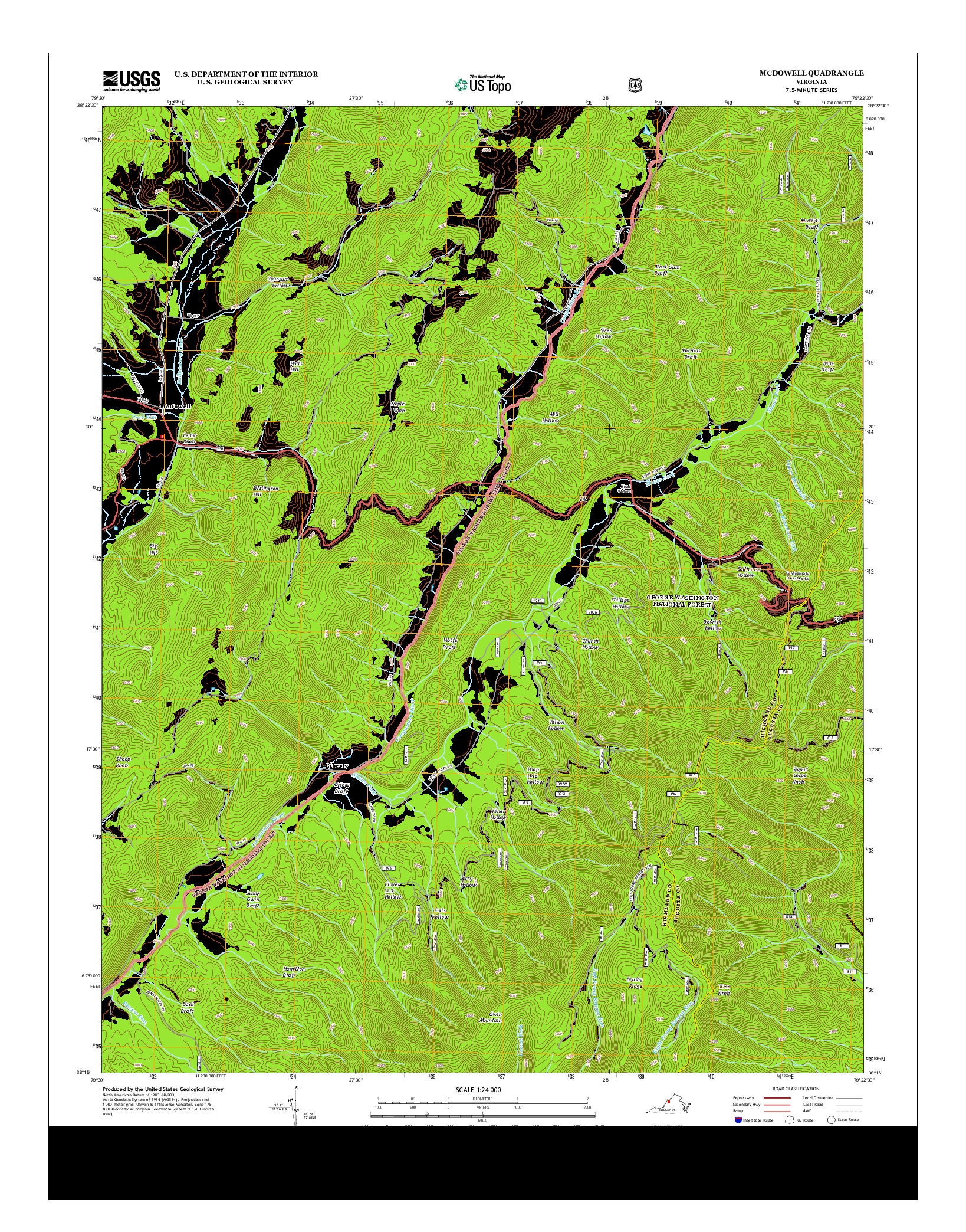 USGS US TOPO 7.5-MINUTE MAP FOR MCDOWELL, VA 2013