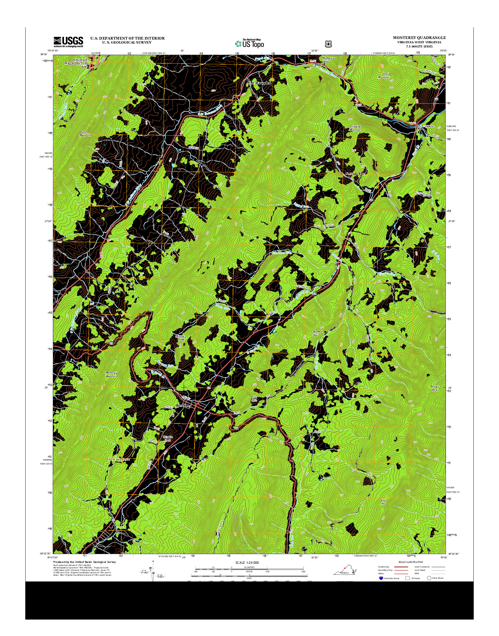 USGS US TOPO 7.5-MINUTE MAP FOR MONTEREY, VA-WV 2013