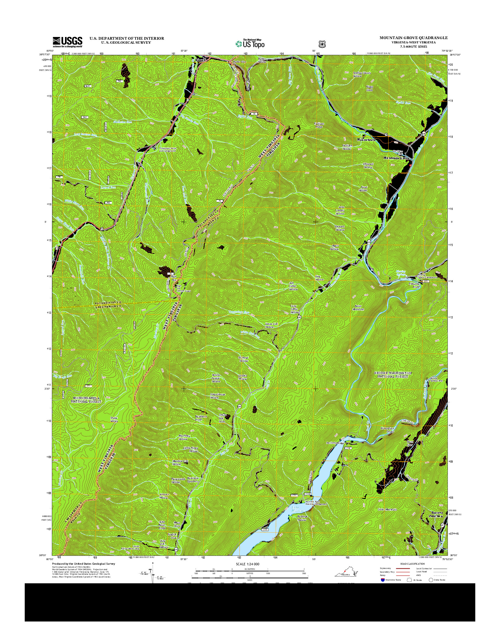 USGS US TOPO 7.5-MINUTE MAP FOR MOUNTAIN GROVE, VA-WV 2013