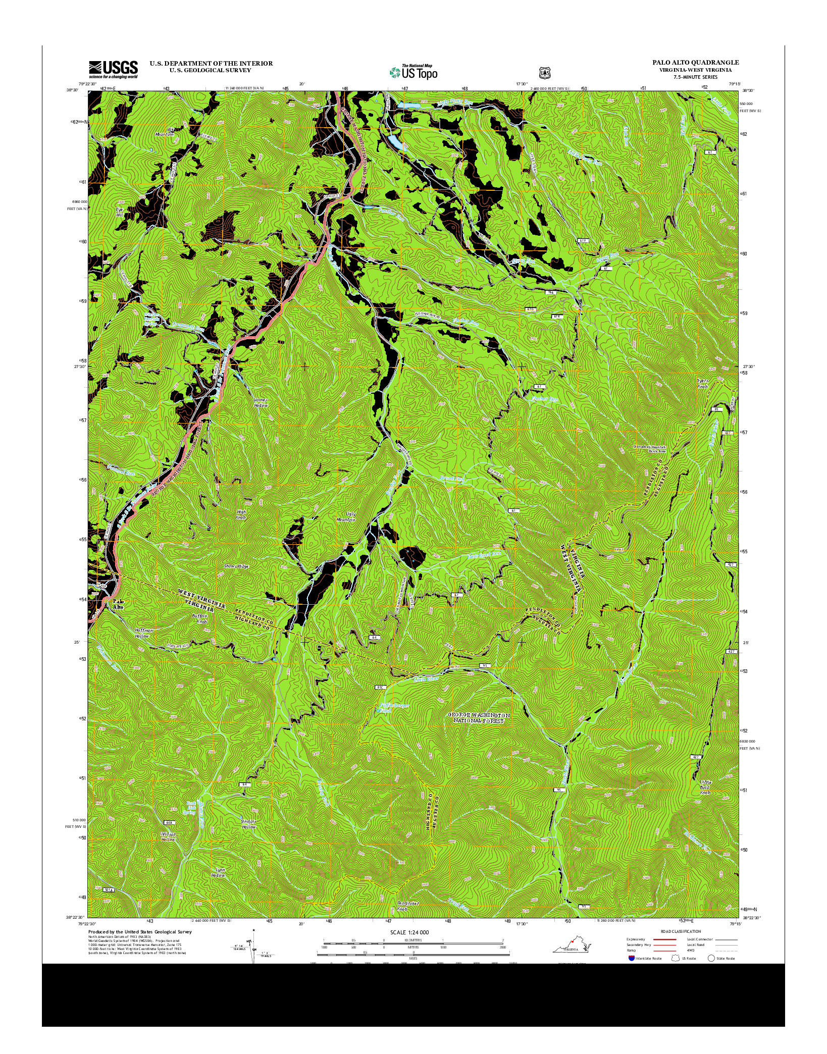 USGS US TOPO 7.5-MINUTE MAP FOR PALO ALTO, VA-WV 2013