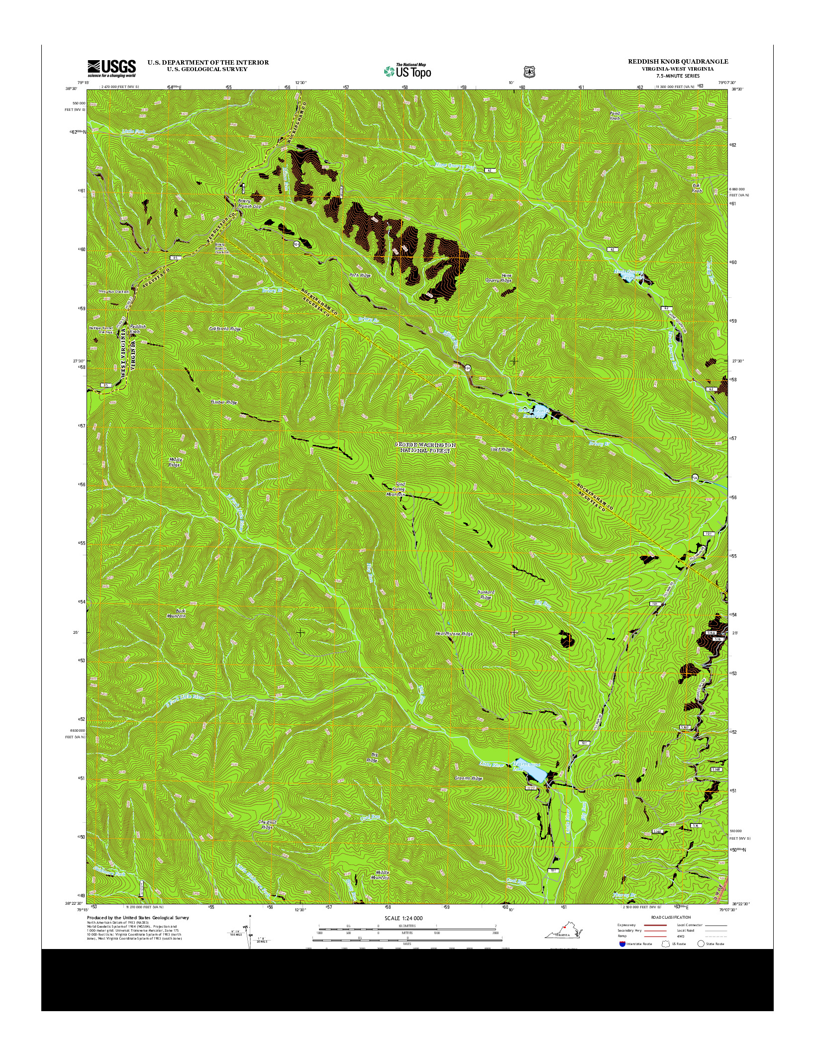 USGS US TOPO 7.5-MINUTE MAP FOR REDDISH KNOB, VA-WV 2013