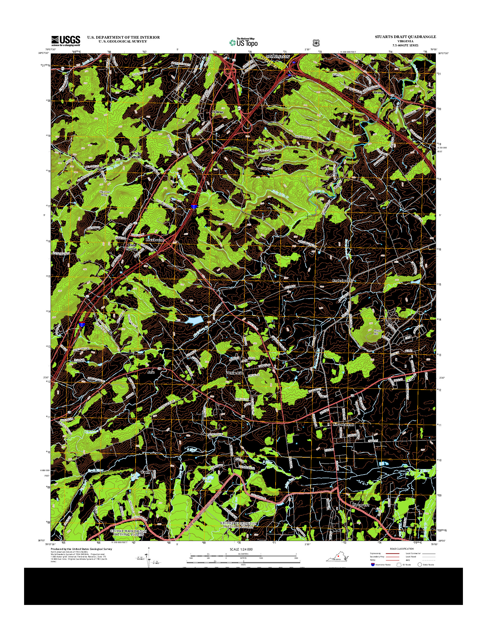 USGS US TOPO 7.5-MINUTE MAP FOR STUARTS DRAFT, VA 2013