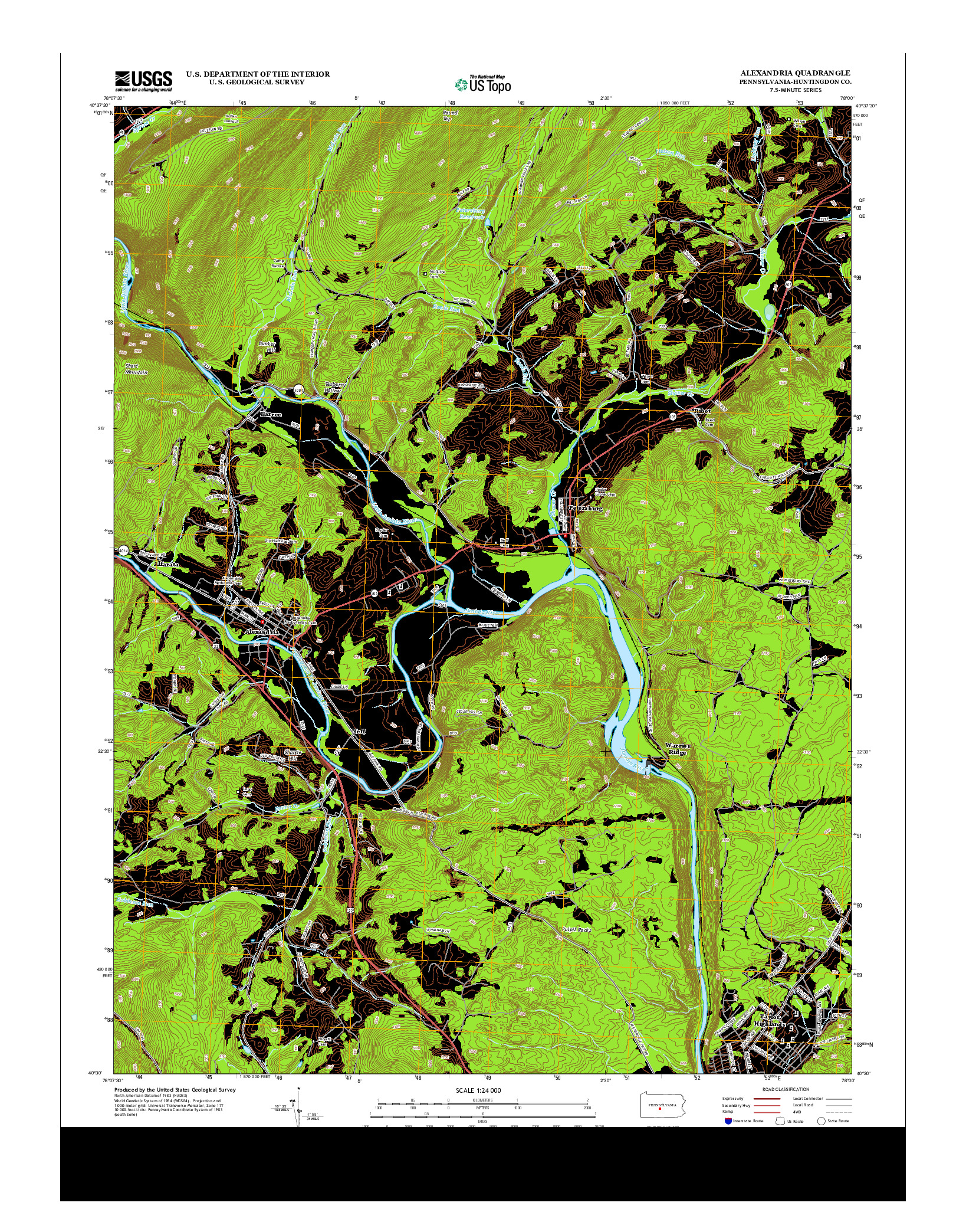 USGS US TOPO 7.5-MINUTE MAP FOR ALEXANDRIA, PA 2013