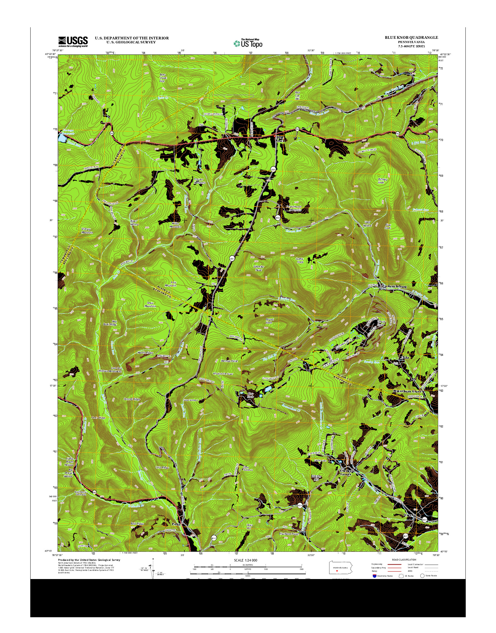 USGS US TOPO 7.5-MINUTE MAP FOR BLUE KNOB, PA 2013