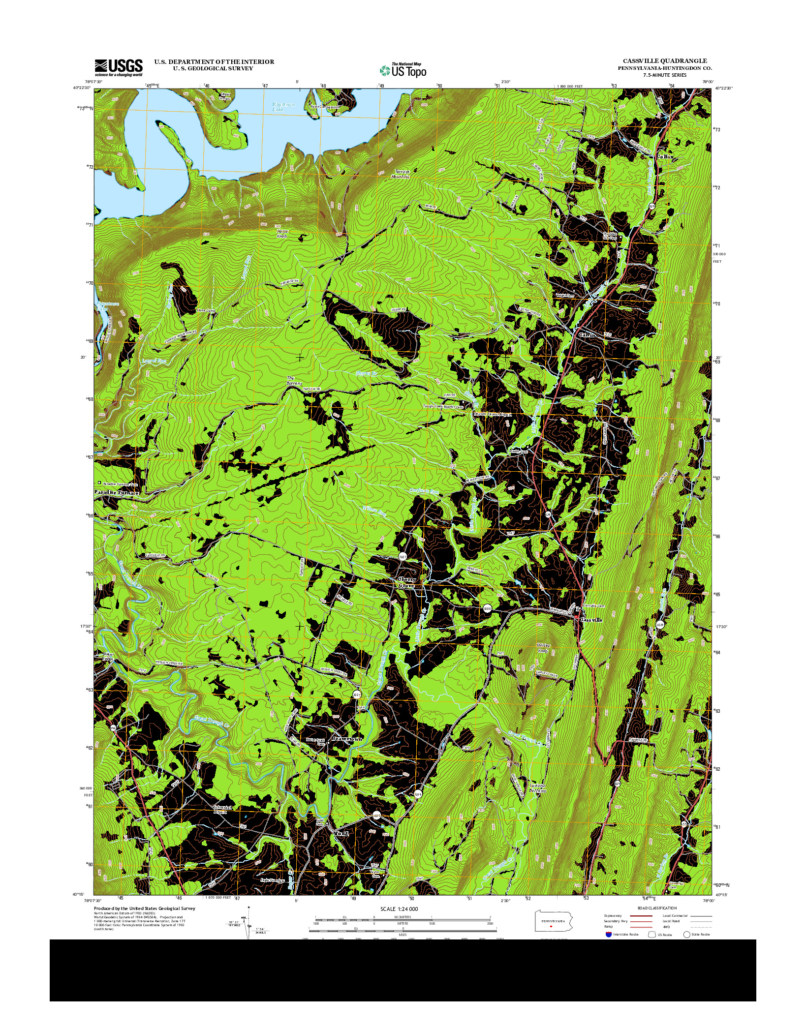 USGS US TOPO 7.5-MINUTE MAP FOR CASSVILLE, PA 2013