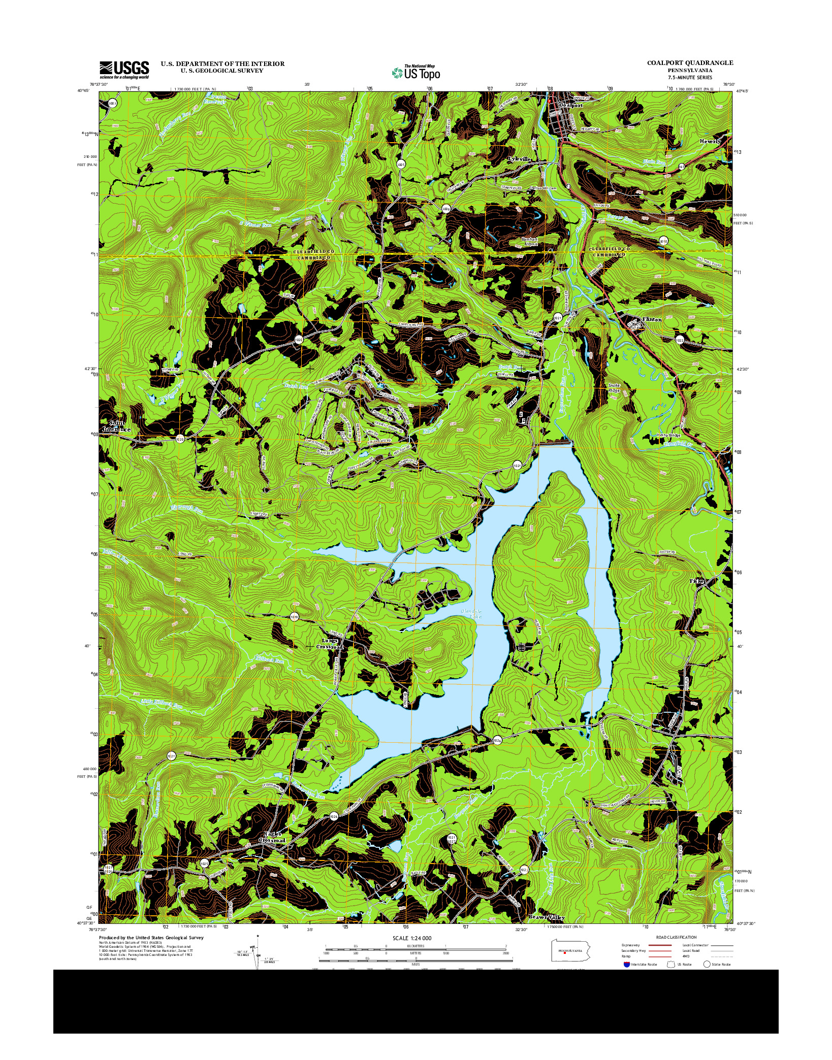 USGS US TOPO 7.5-MINUTE MAP FOR COALPORT, PA 2013