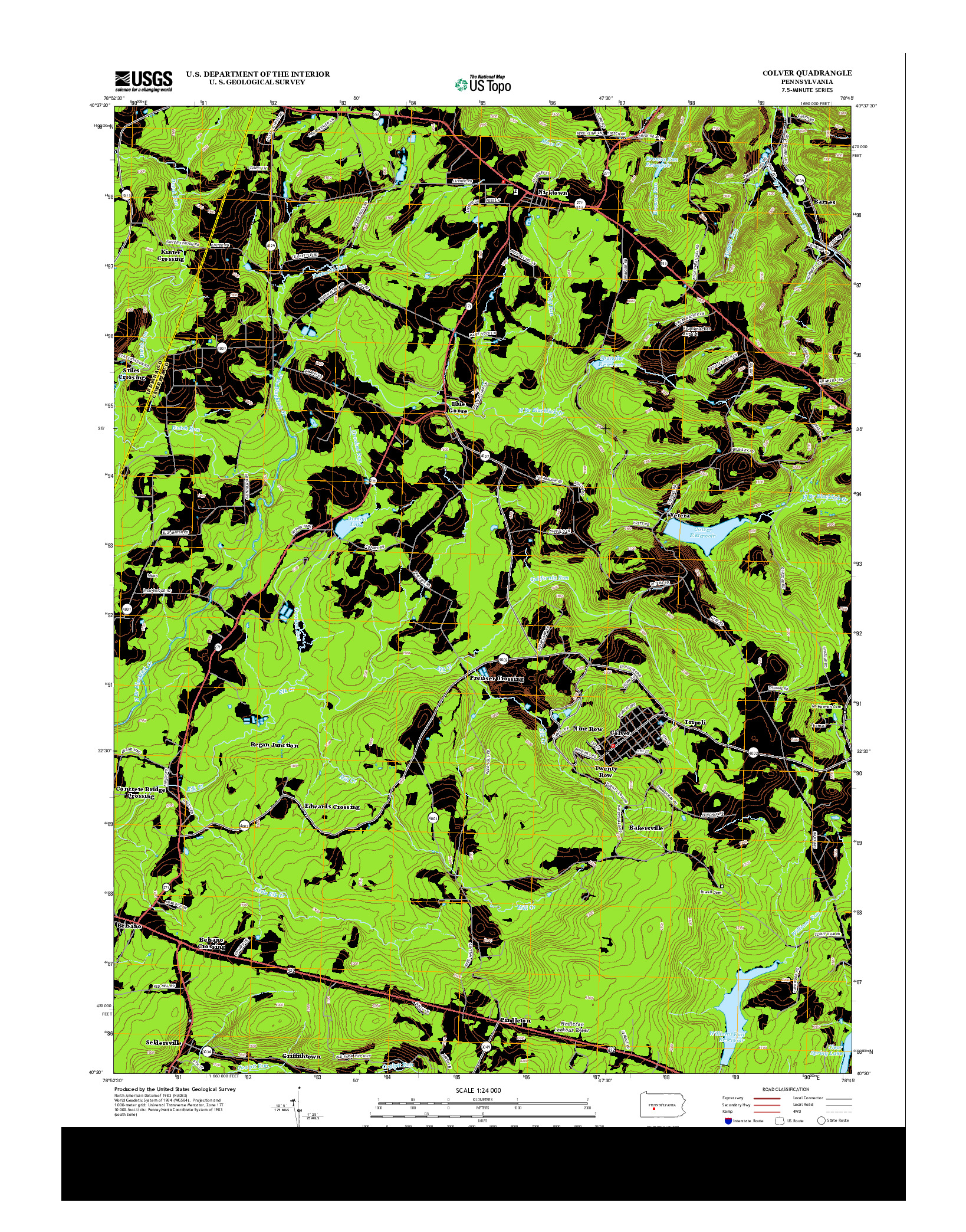 USGS US TOPO 7.5-MINUTE MAP FOR COLVER, PA 2013