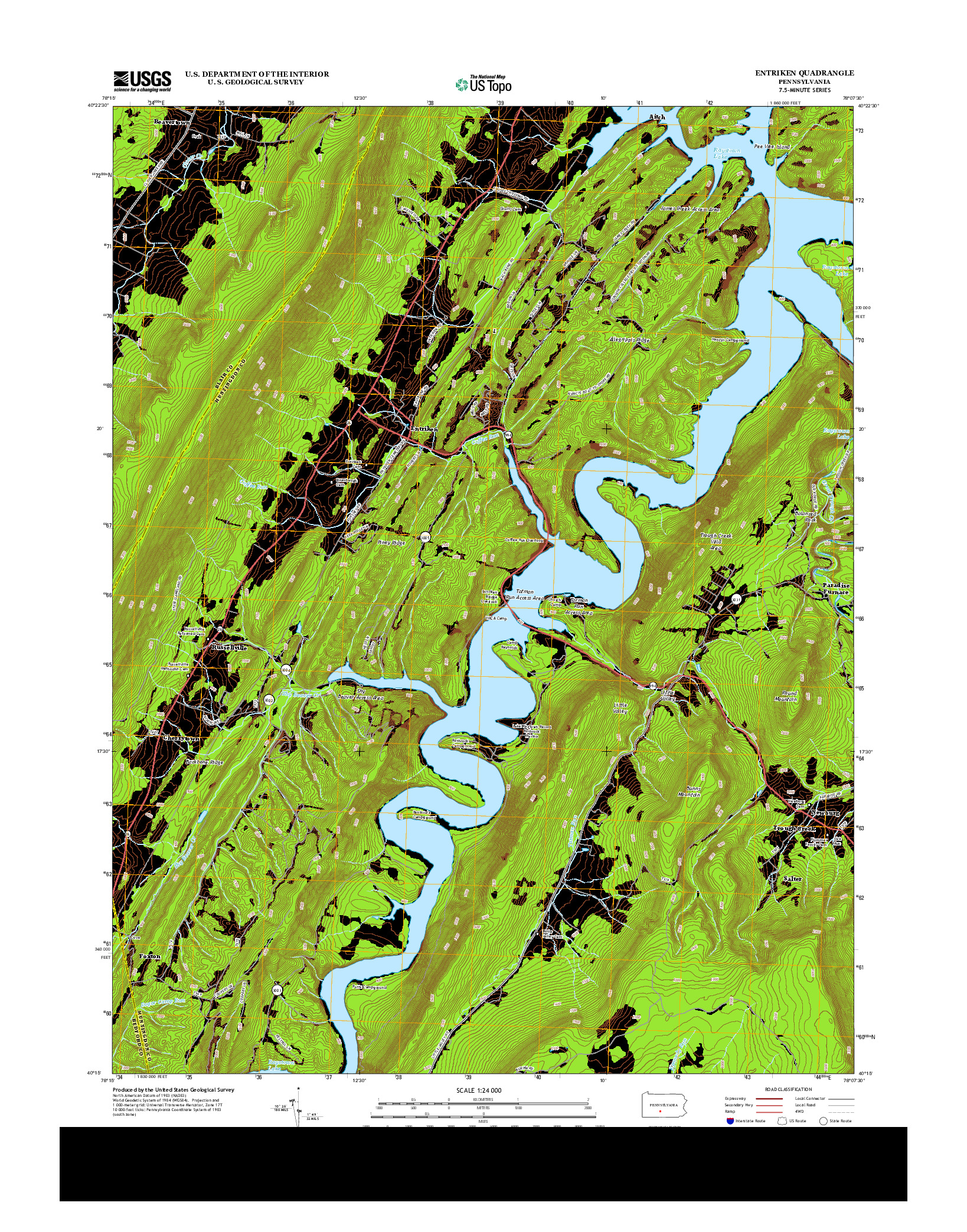 USGS US TOPO 7.5-MINUTE MAP FOR ENTRIKEN, PA 2013