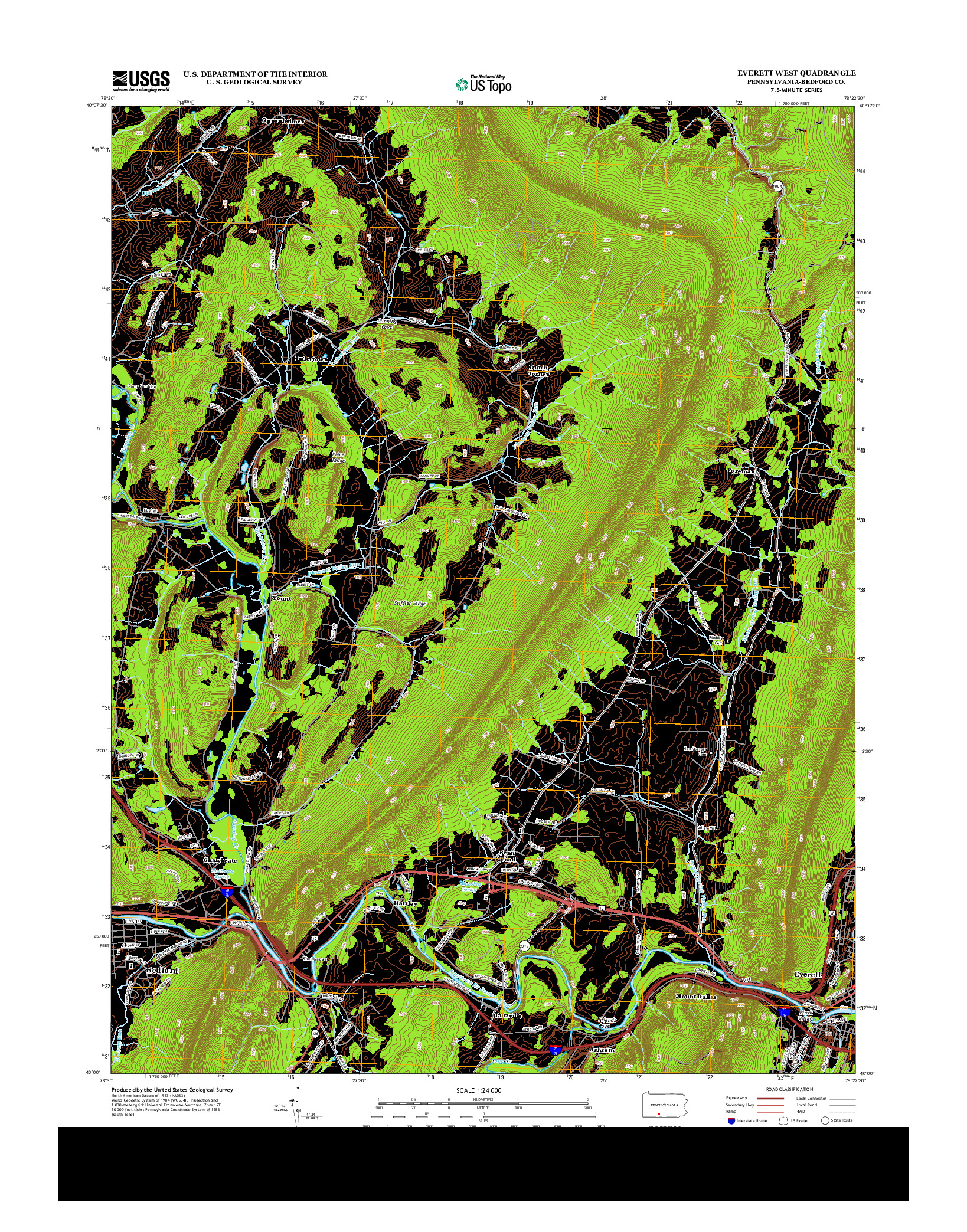 USGS US TOPO 7.5-MINUTE MAP FOR EVERETT WEST, PA 2013