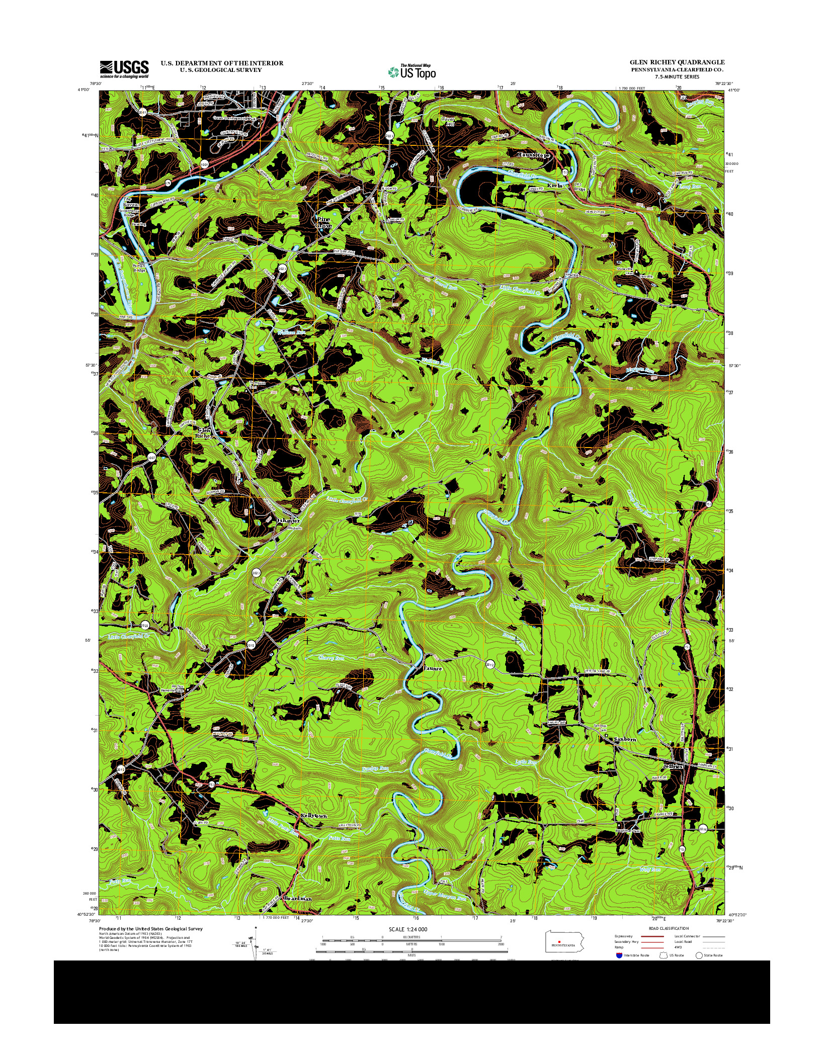 USGS US TOPO 7.5-MINUTE MAP FOR GLEN RICHEY, PA 2013