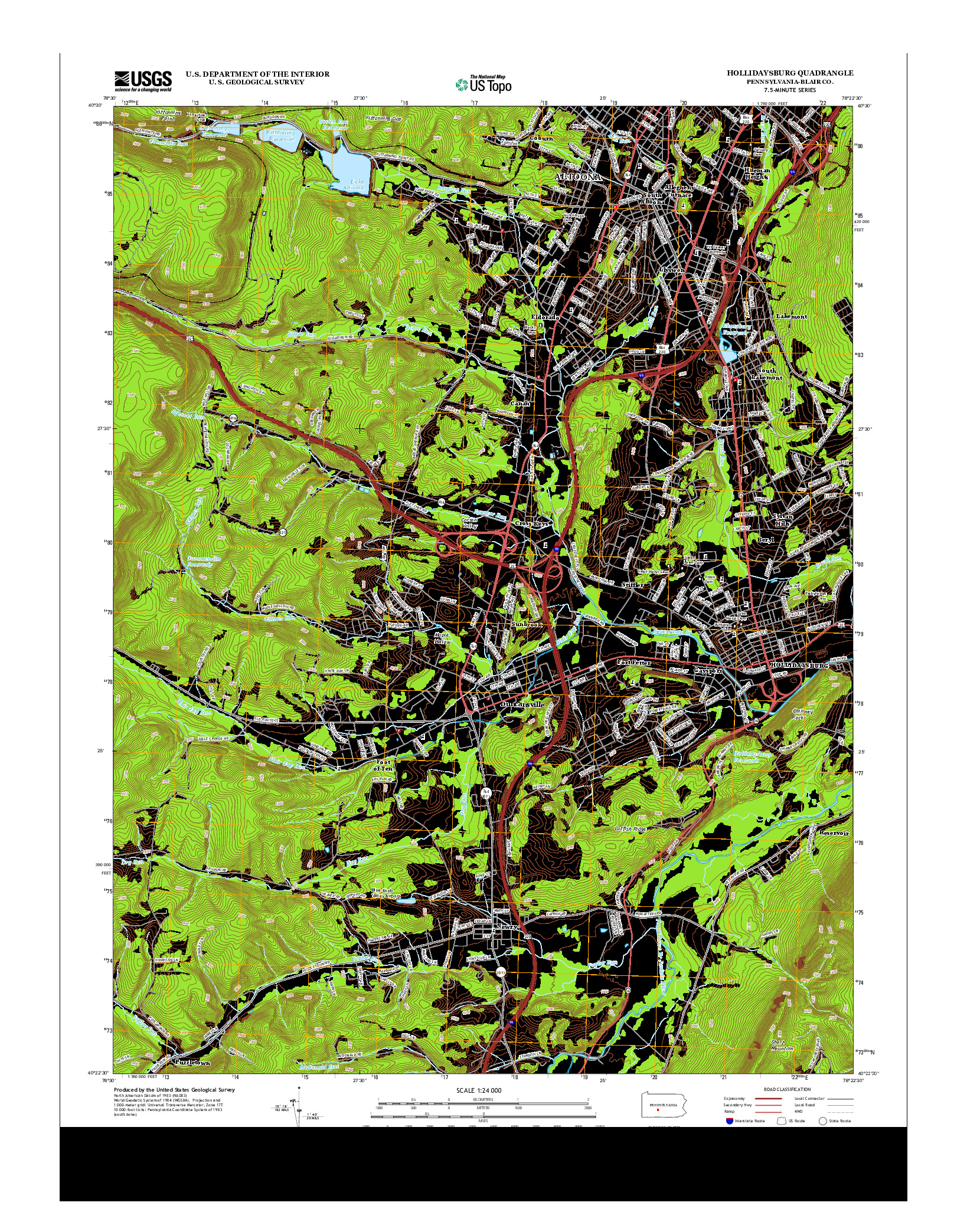 USGS US TOPO 7.5-MINUTE MAP FOR HOLLIDAYSBURG, PA 2013