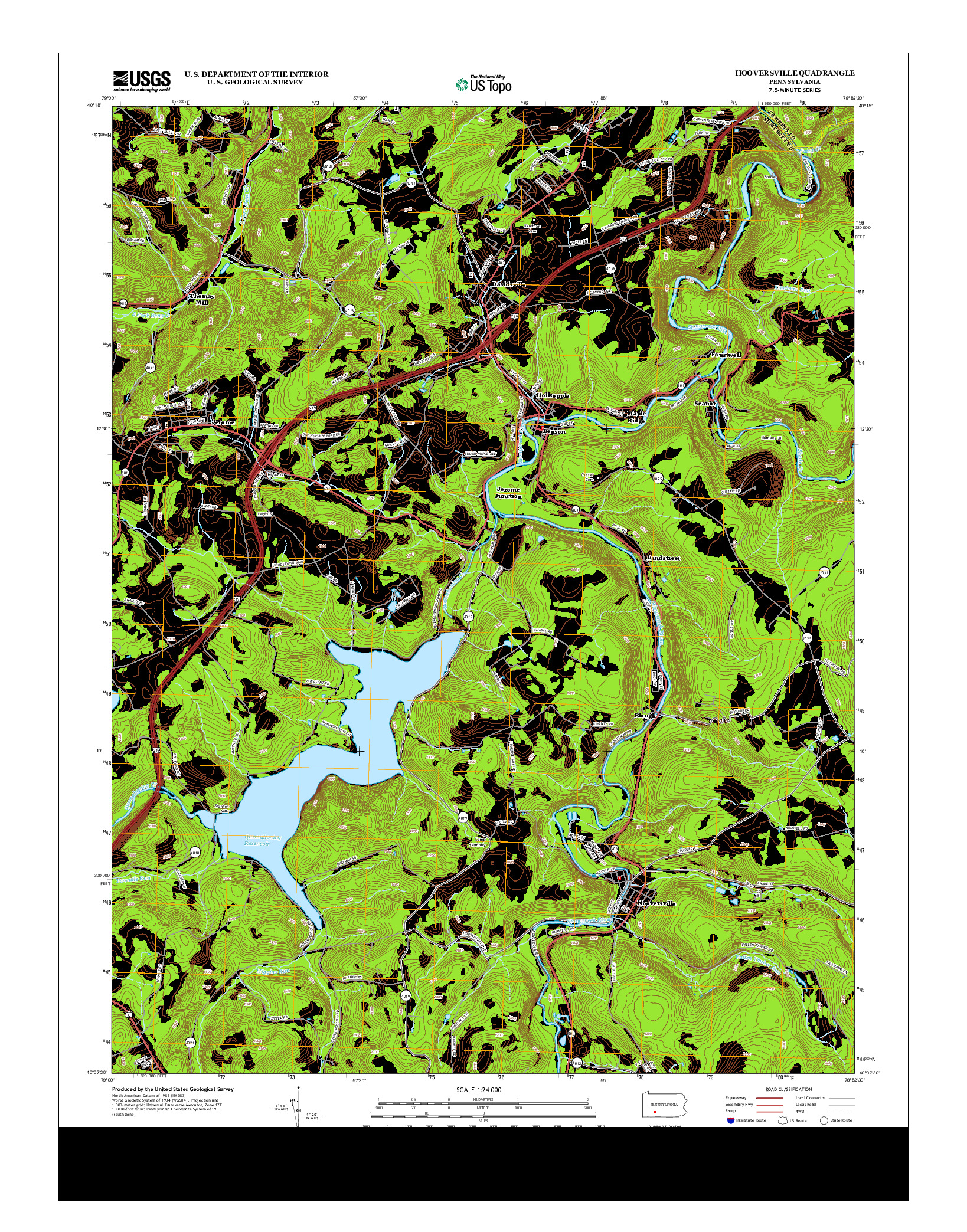 USGS US TOPO 7.5-MINUTE MAP FOR HOOVERSVILLE, PA 2013