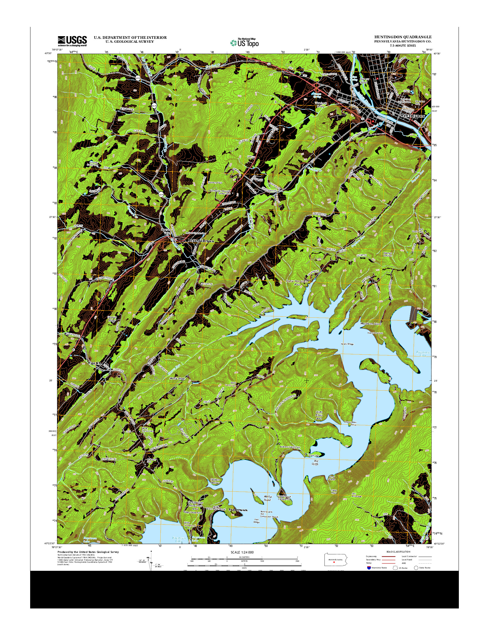 USGS US TOPO 7.5-MINUTE MAP FOR HUNTINGDON, PA 2013