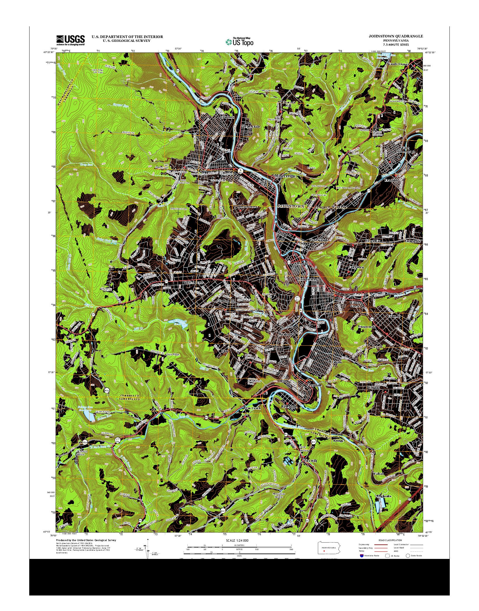 USGS US TOPO 7.5-MINUTE MAP FOR JOHNSTOWN, PA 2013