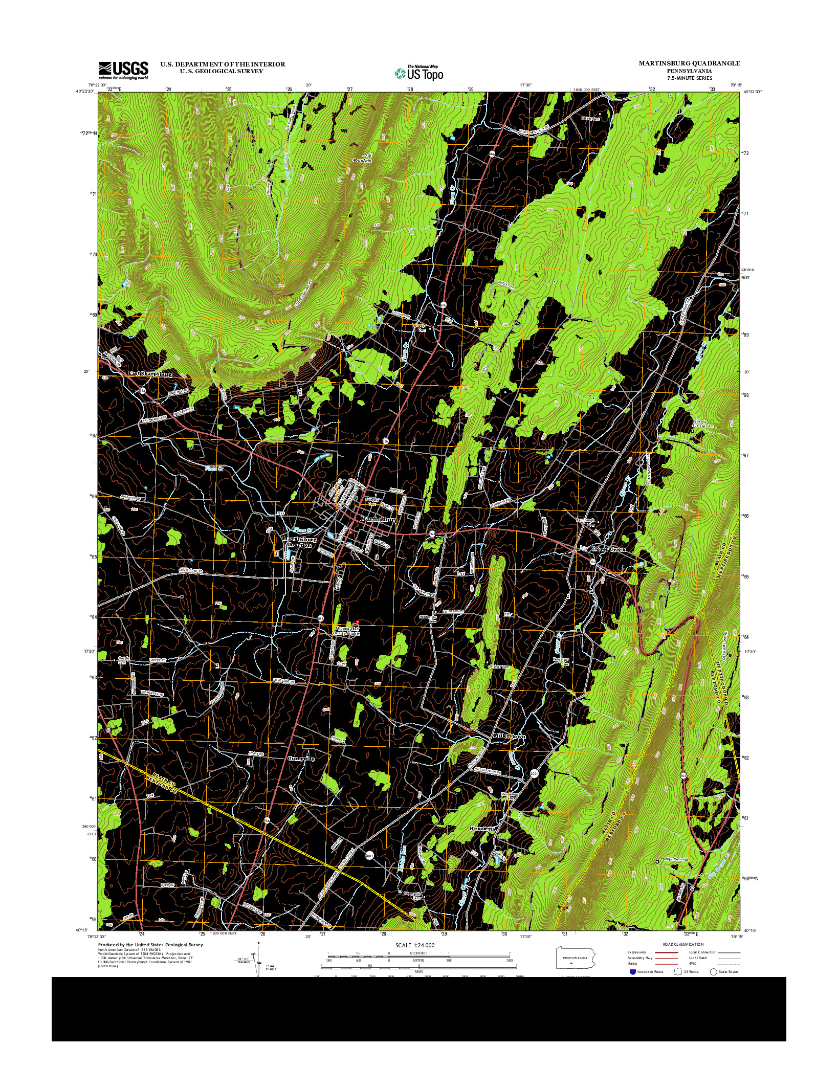 USGS US TOPO 7.5-MINUTE MAP FOR MARTINSBURG, PA 2013