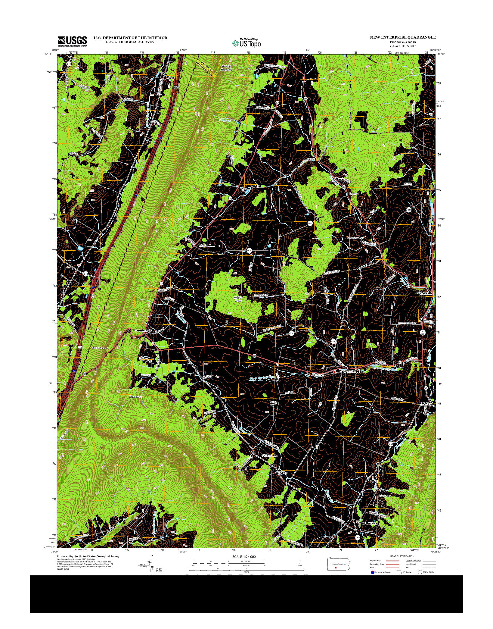 USGS US TOPO 7.5-MINUTE MAP FOR NEW ENTERPRISE, PA 2013