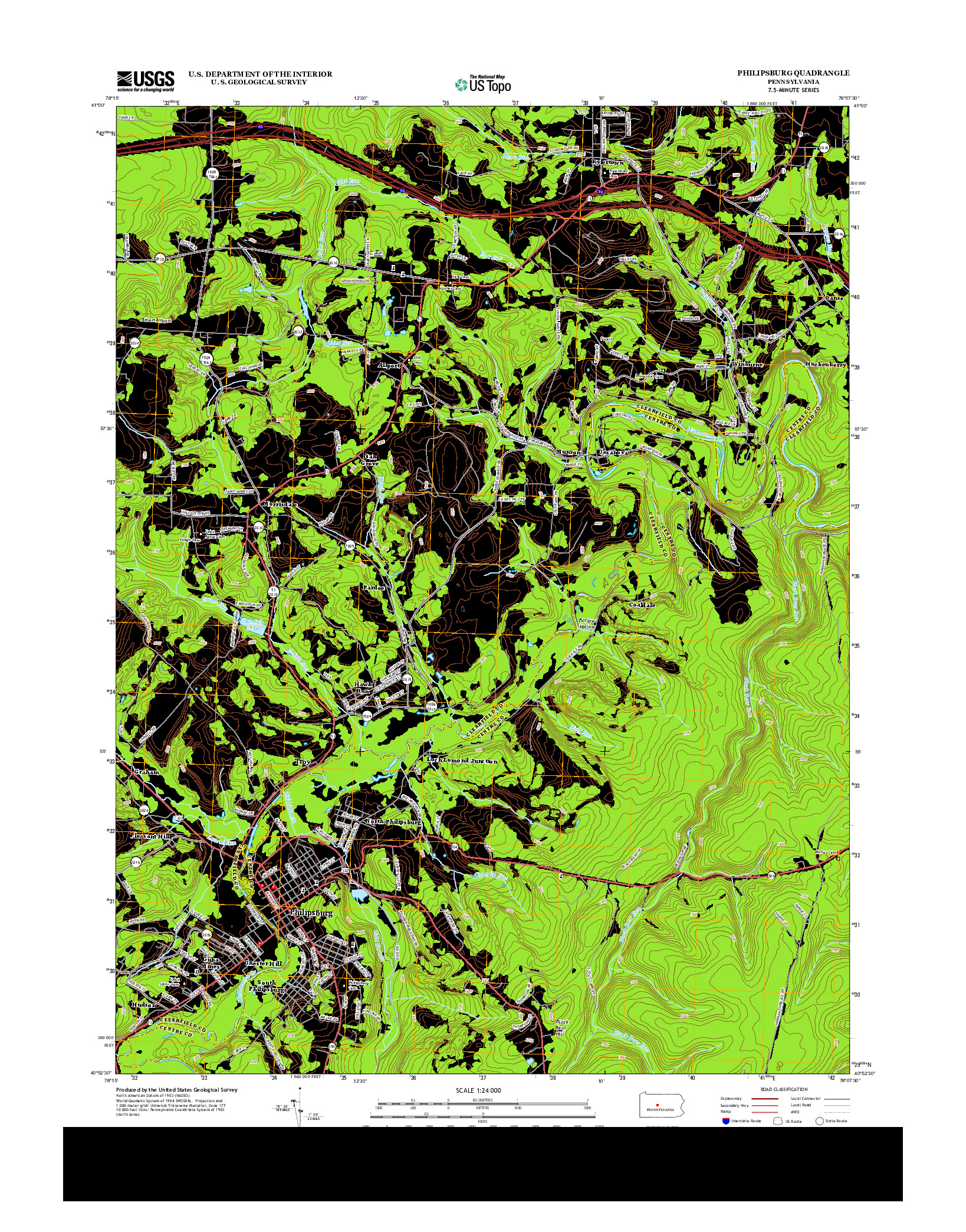 USGS US TOPO 7.5-MINUTE MAP FOR PHILIPSBURG, PA 2013