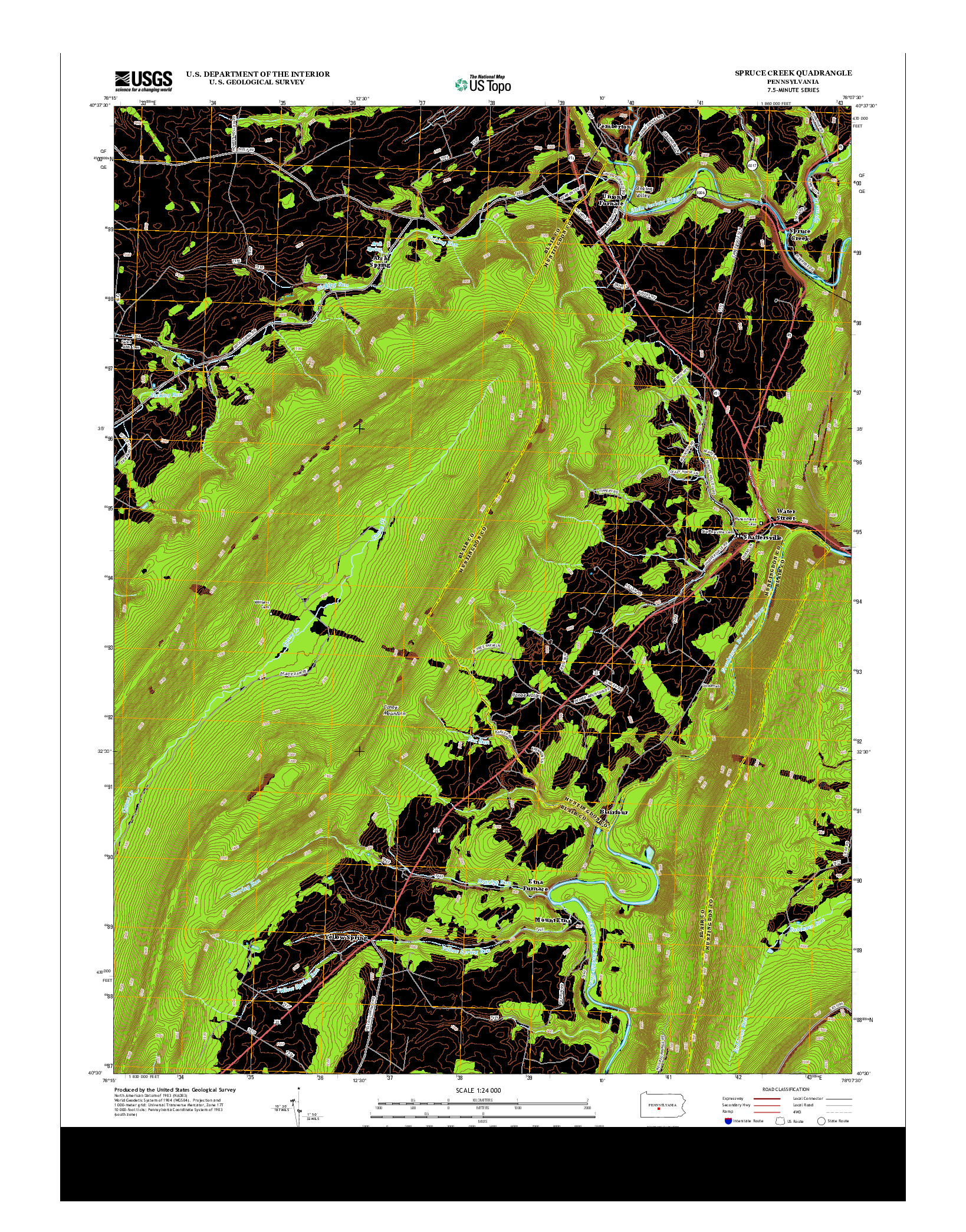 USGS US TOPO 7.5-MINUTE MAP FOR SPRUCE CREEK, PA 2013