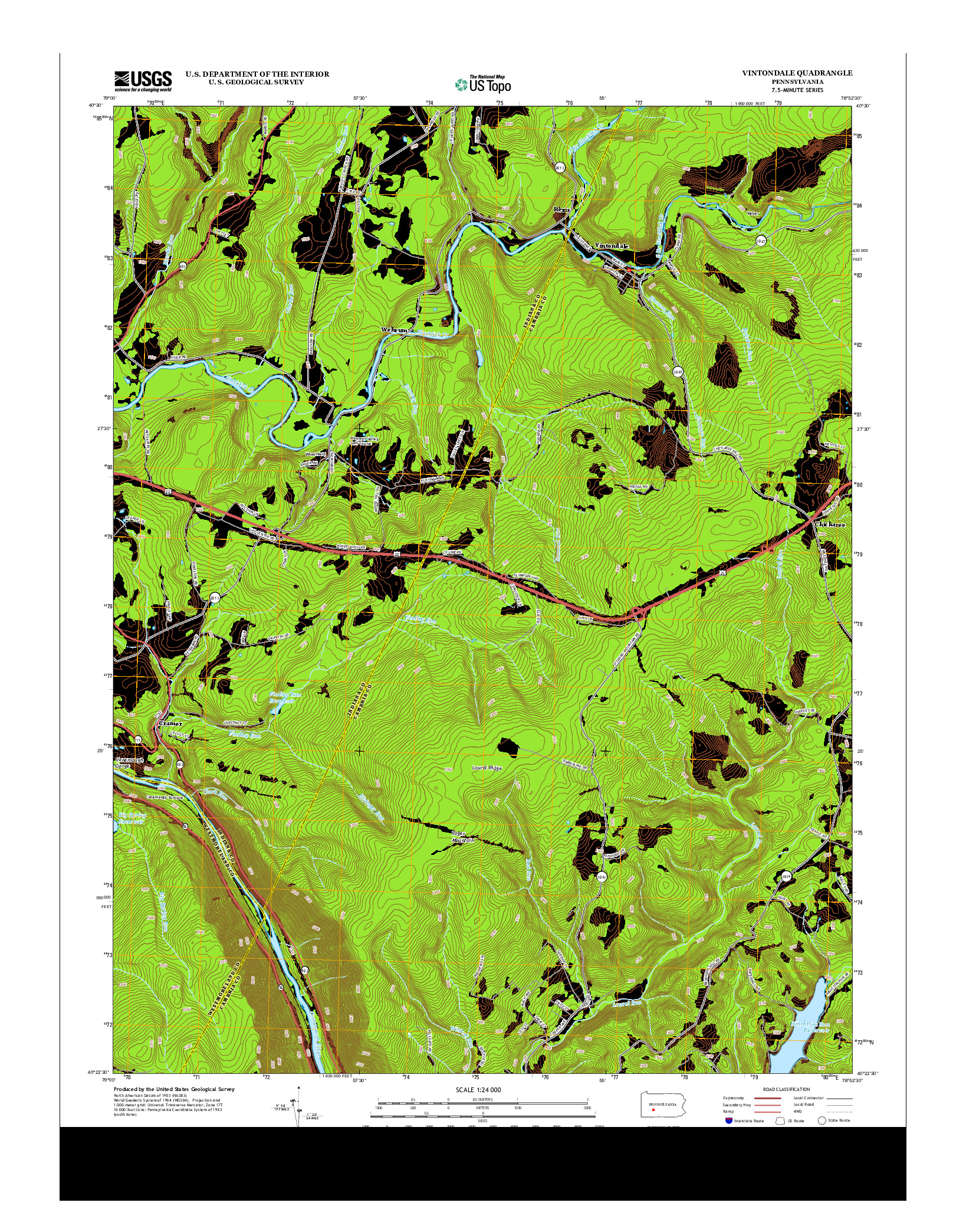 USGS US TOPO 7.5-MINUTE MAP FOR VINTONDALE, PA 2013