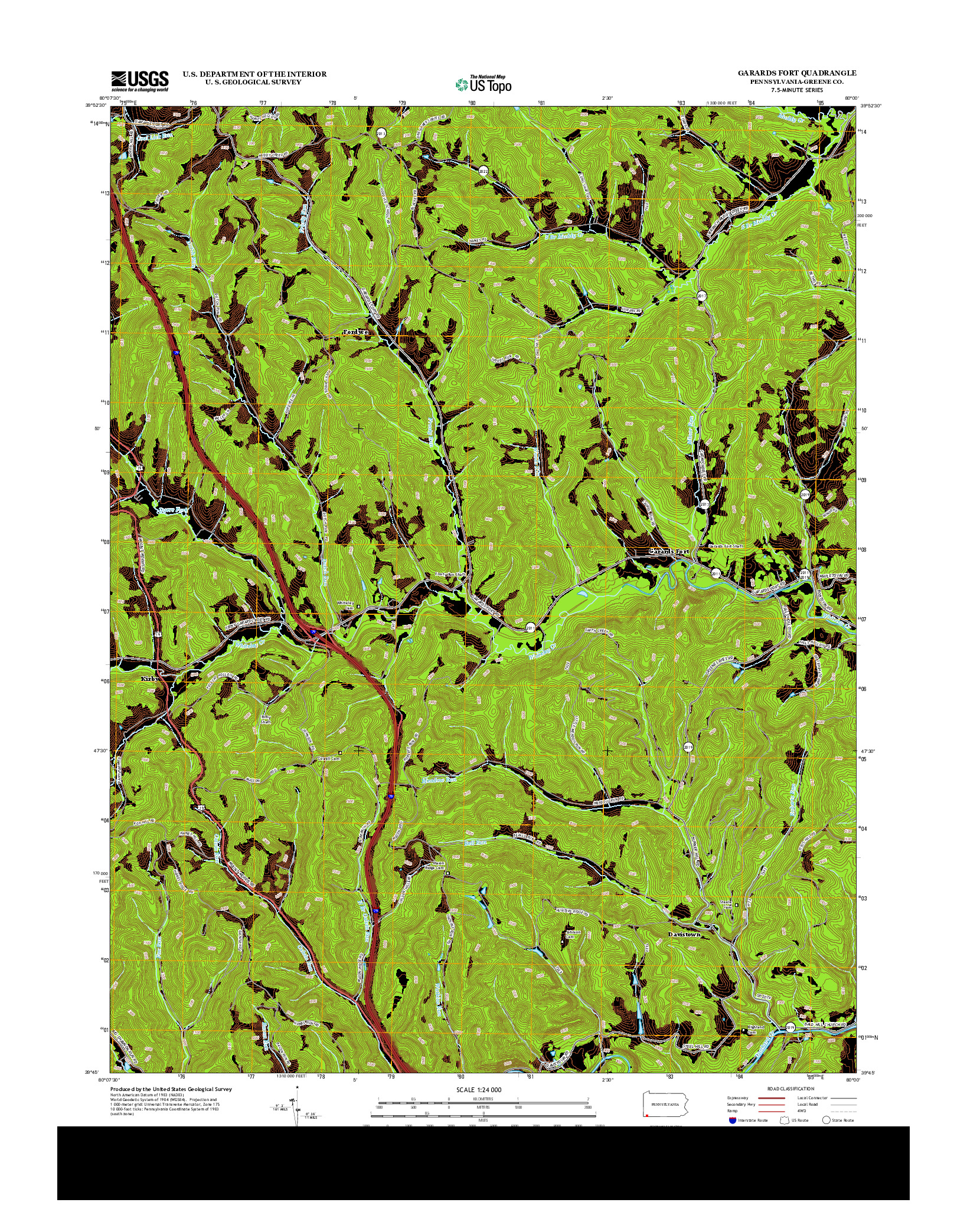 USGS US TOPO 7.5-MINUTE MAP FOR GARARDS FORT, PA 2013