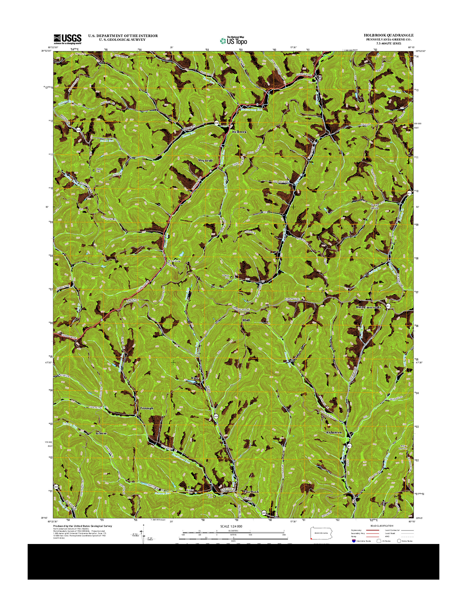 USGS US TOPO 7.5-MINUTE MAP FOR HOLBROOK, PA 2013