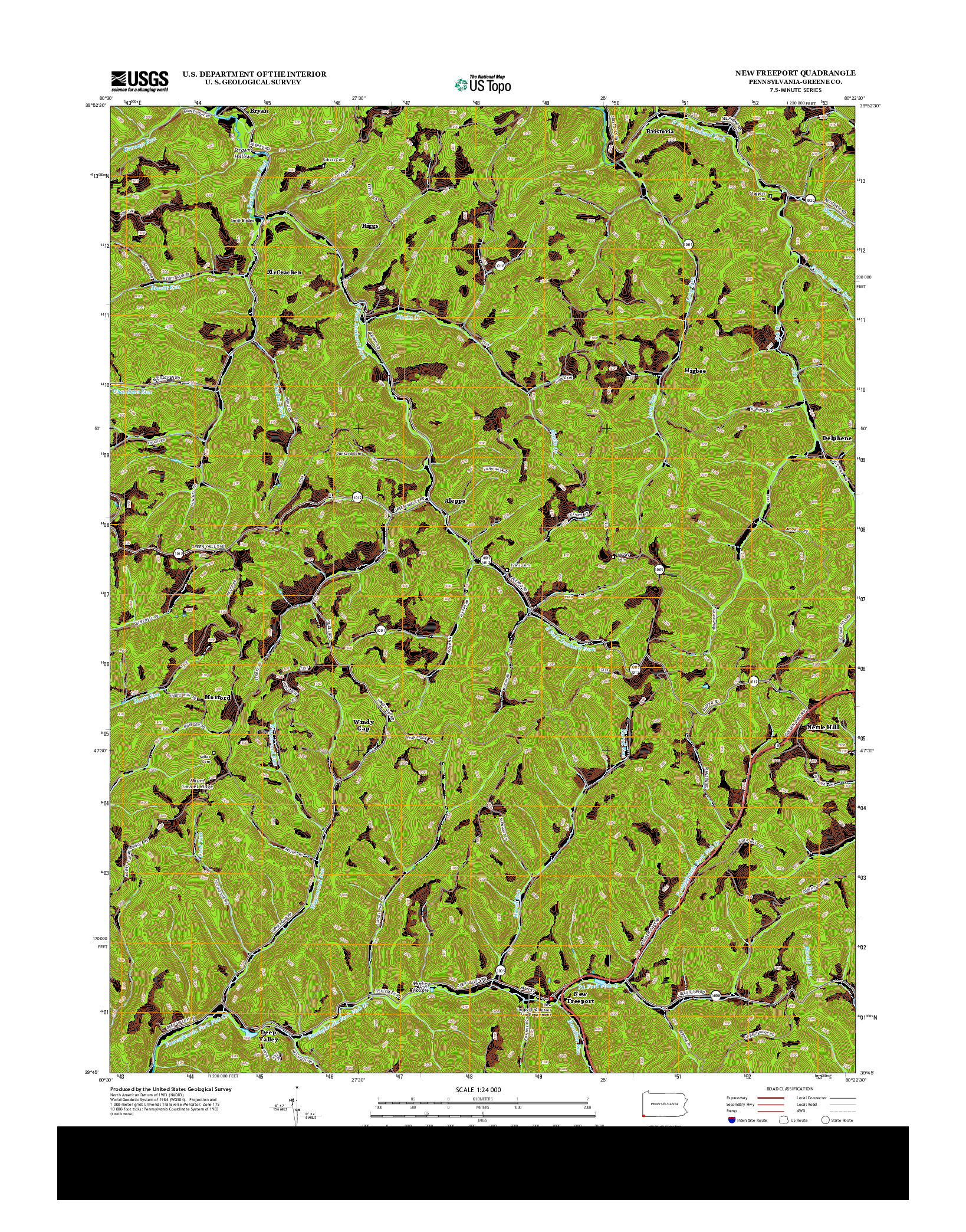 USGS US TOPO 7.5-MINUTE MAP FOR NEW FREEPORT, PA 2013